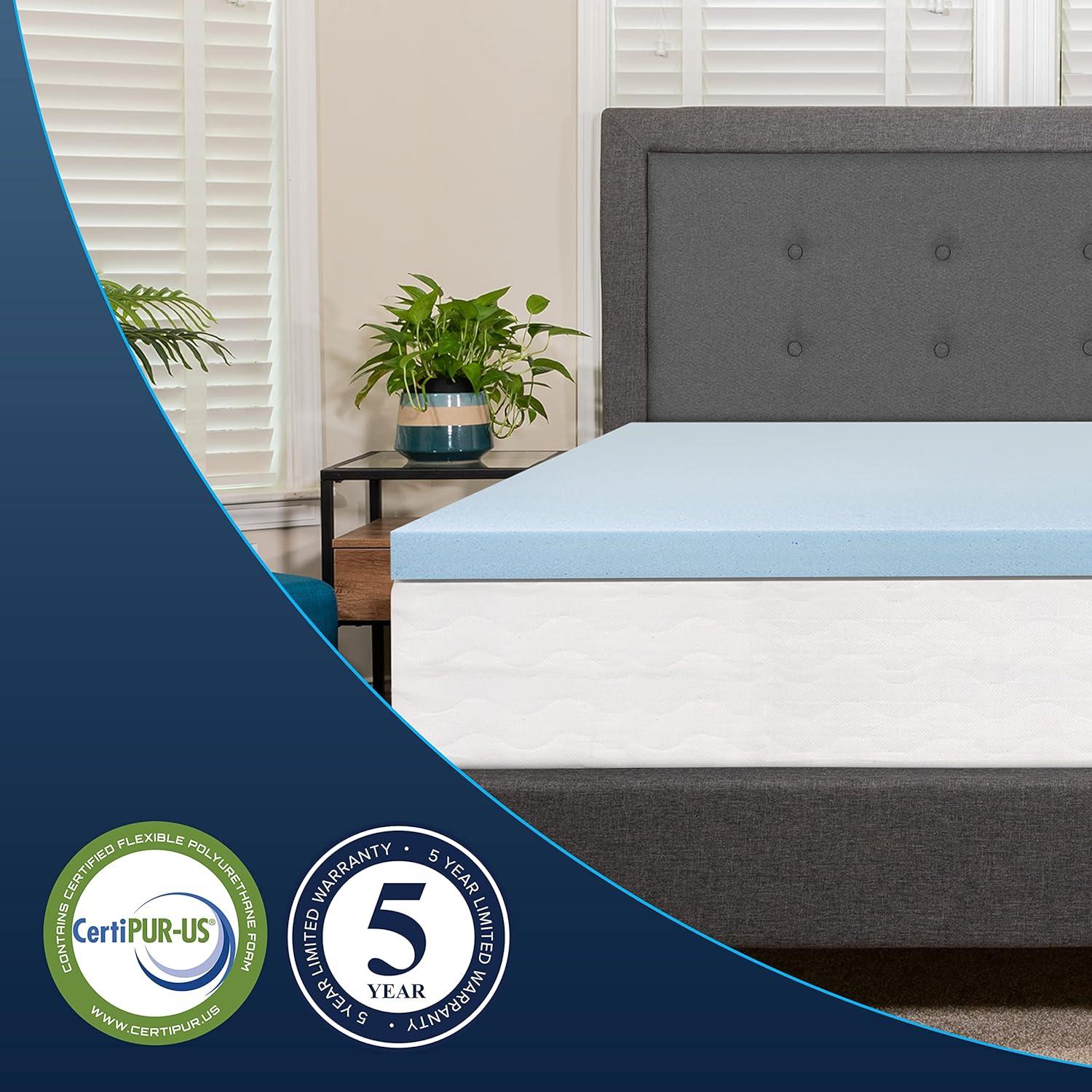 Flash Furniture Capri Comfortable Sleep 2 inch Cool Gel Memory Foam Mattress Topper