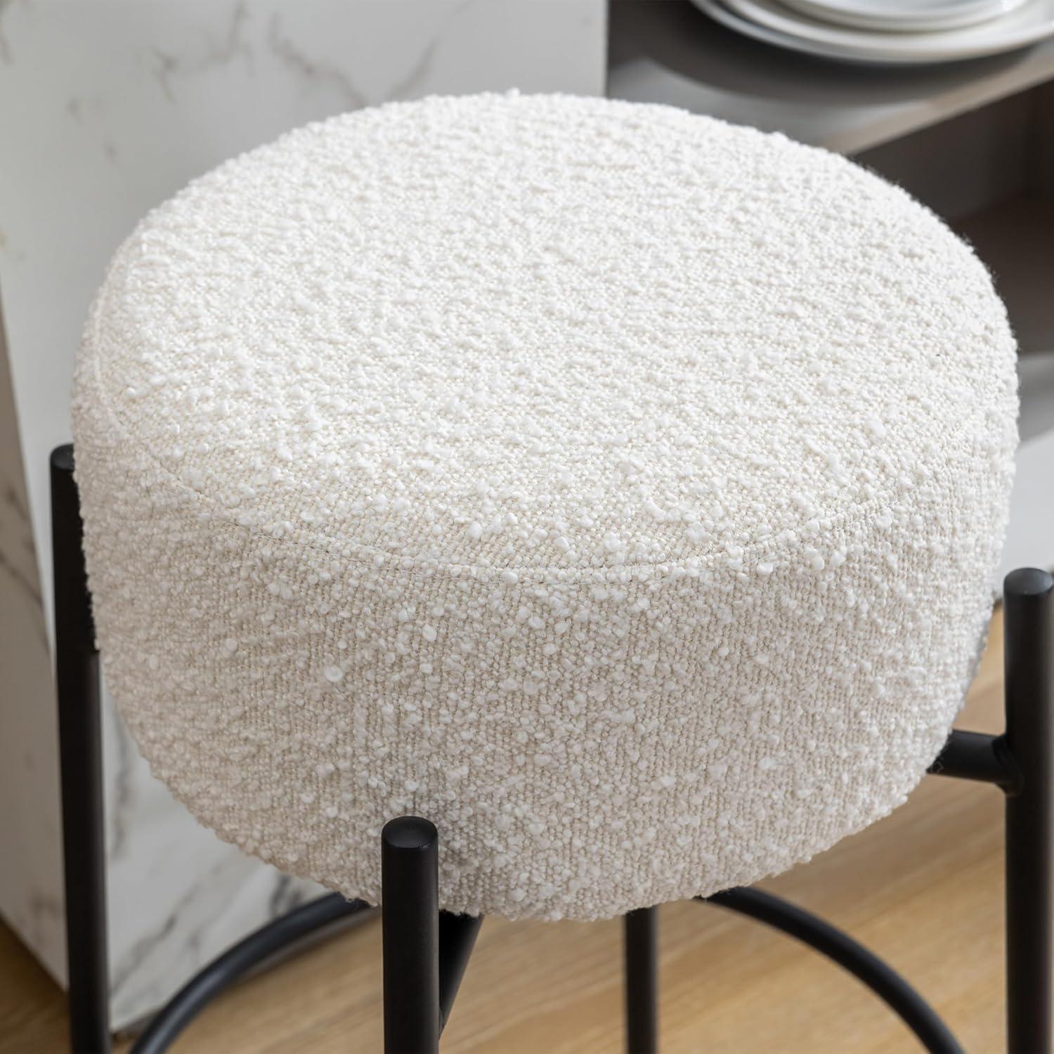Amy Swivel Backless Boucle Upholstered 26.7"H Counter Stool with Steel Frame (Set of 2/3/4)