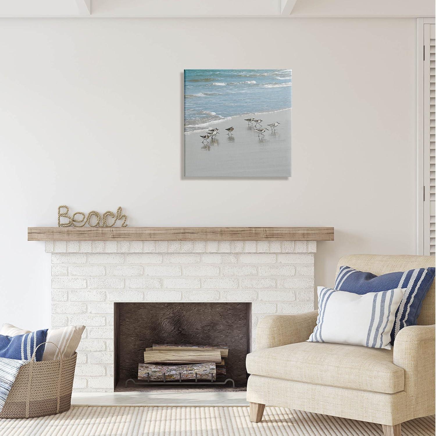 Au-402-Canvas " Sandpipers Flock Sandy Beach Shore " by Natalie Carpentieri Painting Print