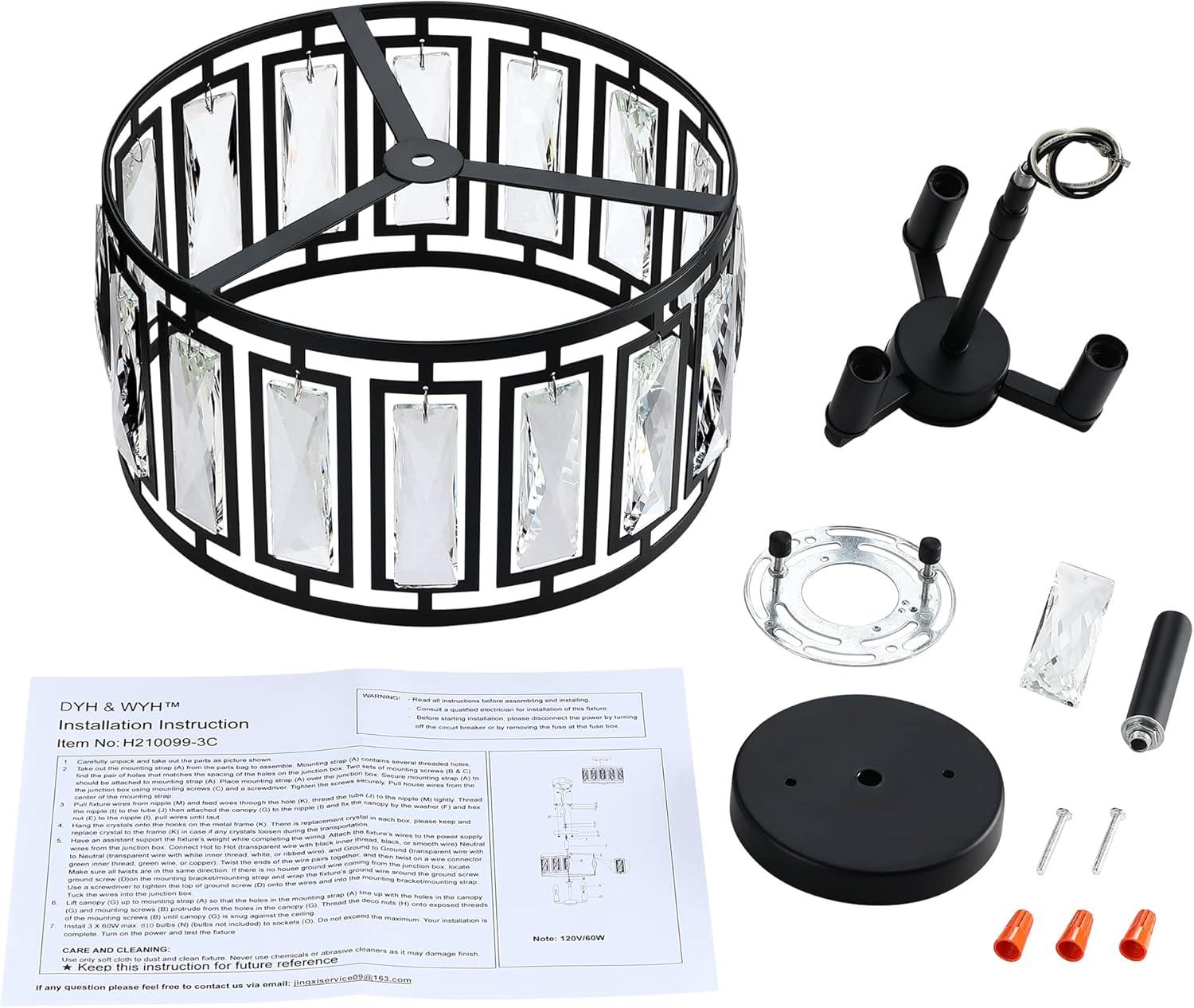 Mercer41 Kyersten 12" 3-Light Crystal Semi Flush Mount