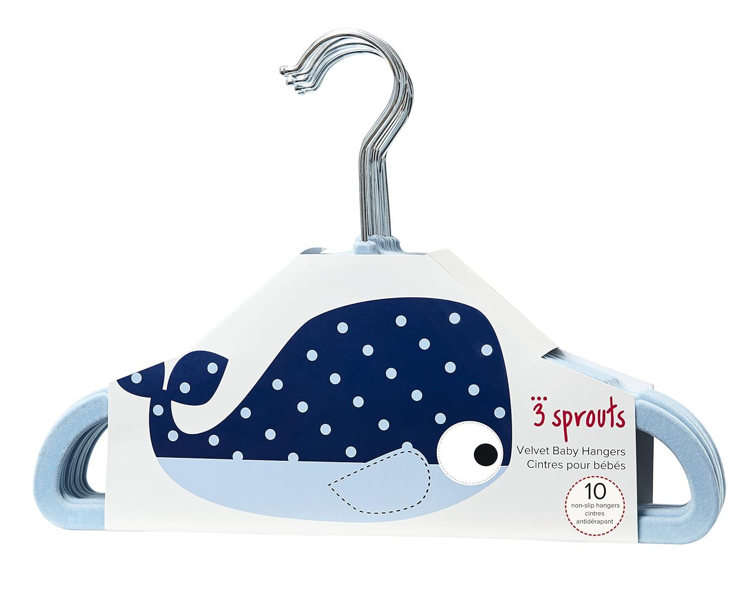 Blue Velvet Baby Hangers with Whale Design, 10 Pack