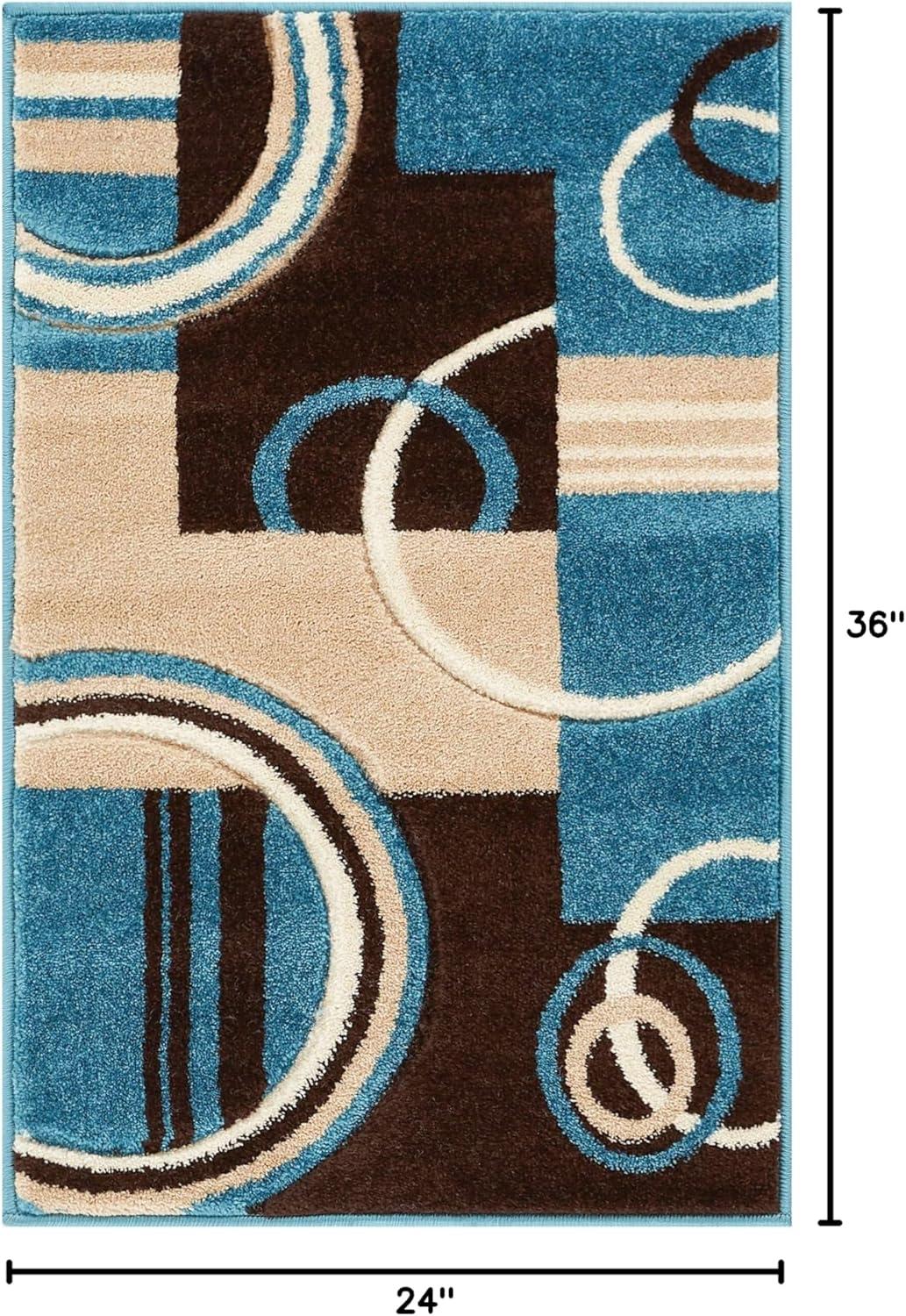 Echo Shapes Circles Red Grey Modern 6x9 7x9 ( 6'7" x 9'3" ) Geometric Comfy Hand Carved Area Rug Easy to Clean Stain Fade Resistant Abstract Contemporary Thick Soft Plush Living Dining Room Rug