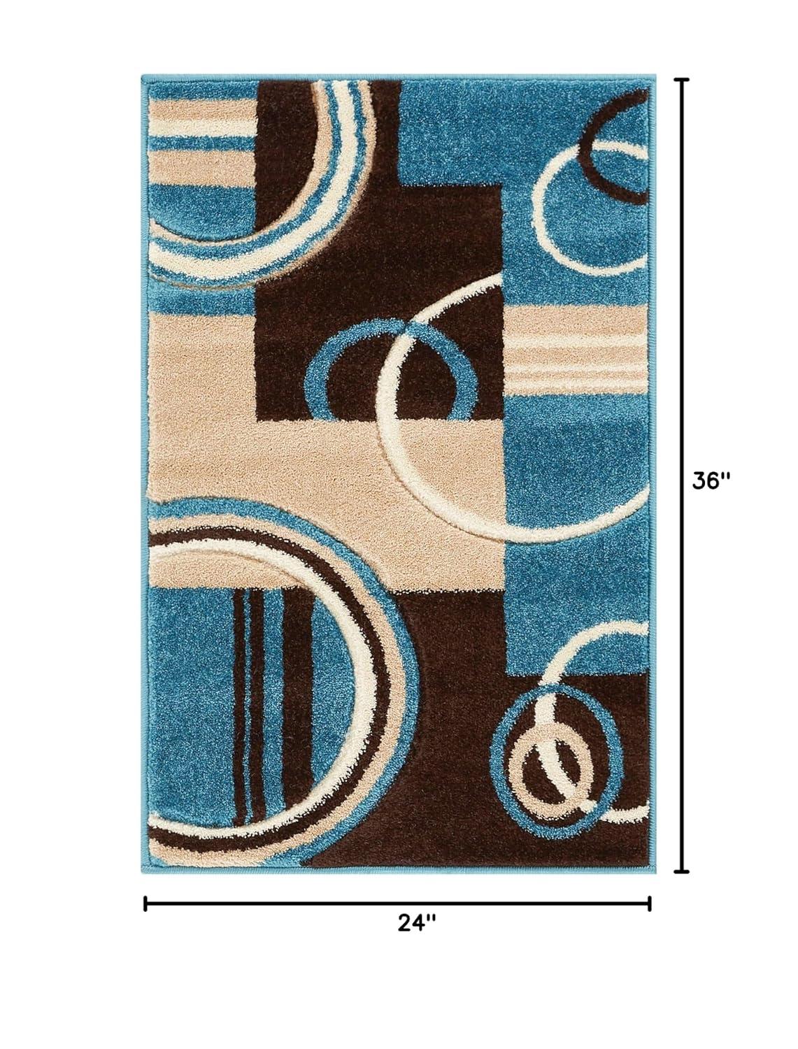 Echo Shapes Circles Red Grey Modern 6x9 7x9 ( 6'7" x 9'3" ) Geometric Comfy Hand Carved Area Rug Easy to Clean Stain Fade Resistant Abstract Contemporary Thick Soft Plush Living Dining Room Rug