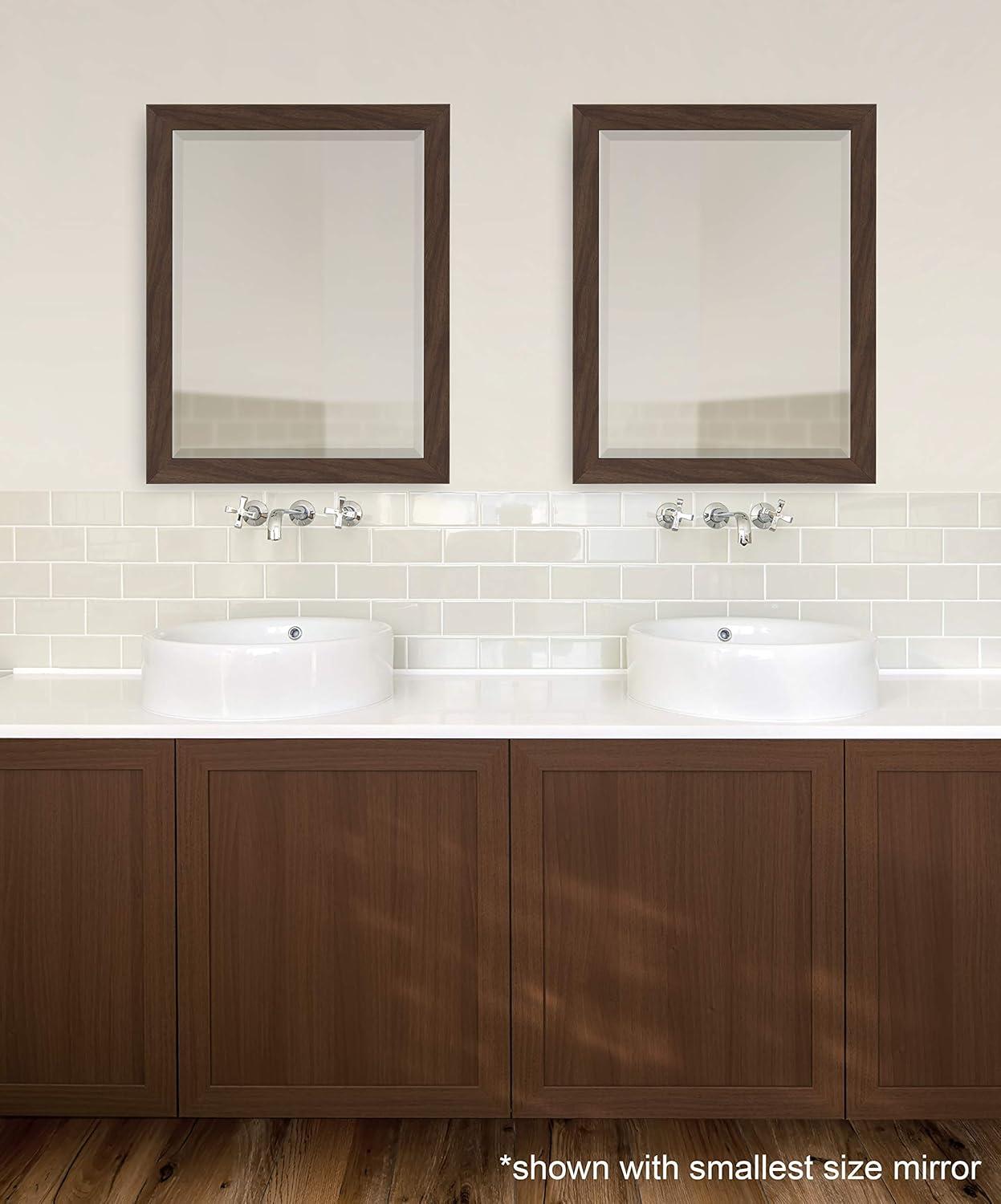 DesignOvation - Beatrice Framed Decorative Rectangle Wall Mirror, 27 x 39, Walnut Brown