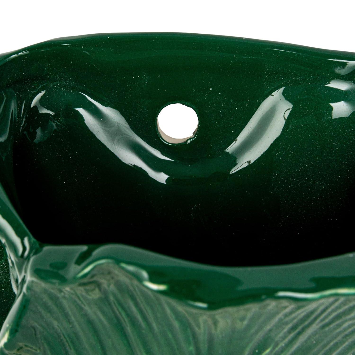 Creative Co-Op Embossed Stoneware Cabbage Shaped Wall Vase Planter, Green and White