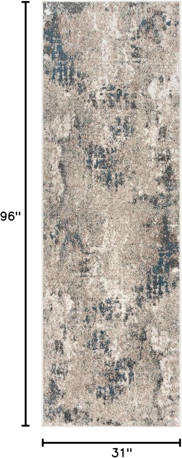 Gertmenian Heirloom Huma Modern Abstract Beige Black Blue Polypropylene Area Rug