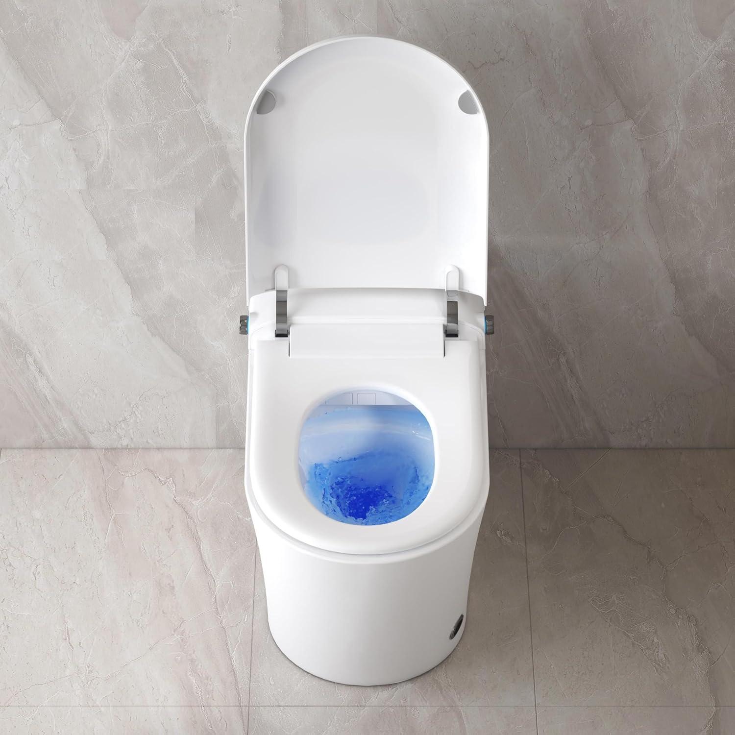 Smart Bidet Toilet with Heated Seat/Auto-flush/Air Dryer/LED-light, One Piece Bidet-Toilet with Remote Control/Auto Open&Close Lid