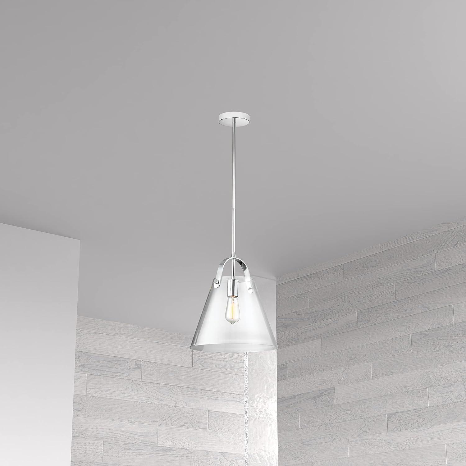 Dainolite 1 Light Incandescent Pendant, Polished Chrome with Clear Glass