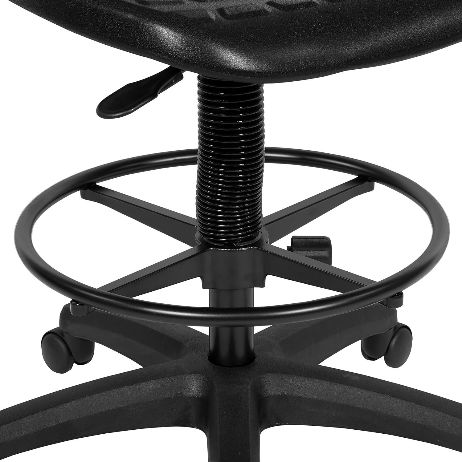 Black Plastic Urethane Intermediate Drafting Chair with Adjustable Footrest