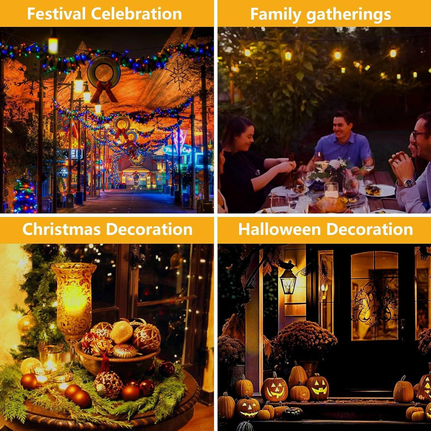 Njide LED Flame Light Bulb, Upgraded 4 Modes Fire Light Bulbs with Upside Down Effect, E26 Base Flickering Light Bulbs for Halloween Decorations, Christmas, Outdoor, Indoor, Home