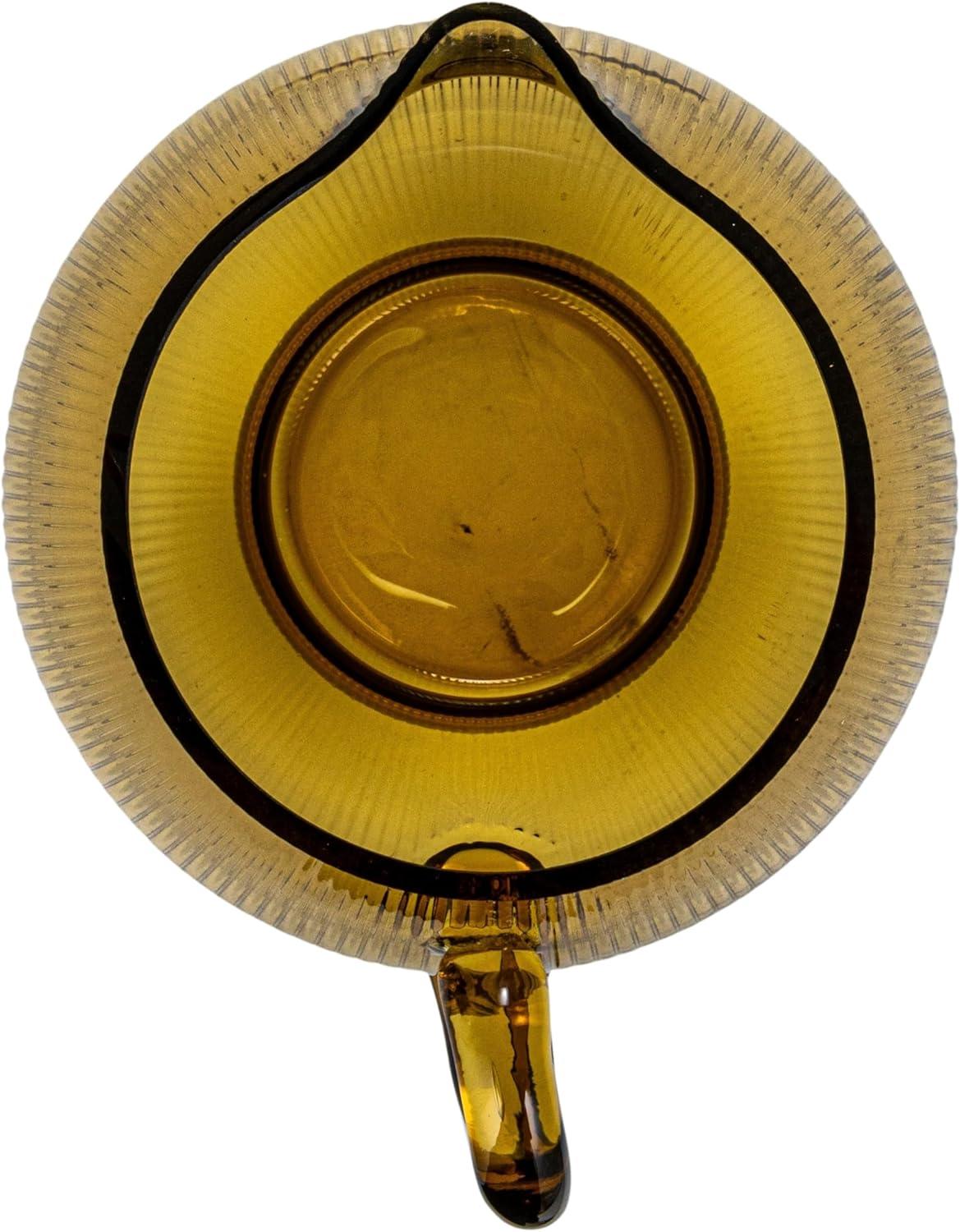 Creative Co-Op Round Ribbed Glass Pitcher, Amber