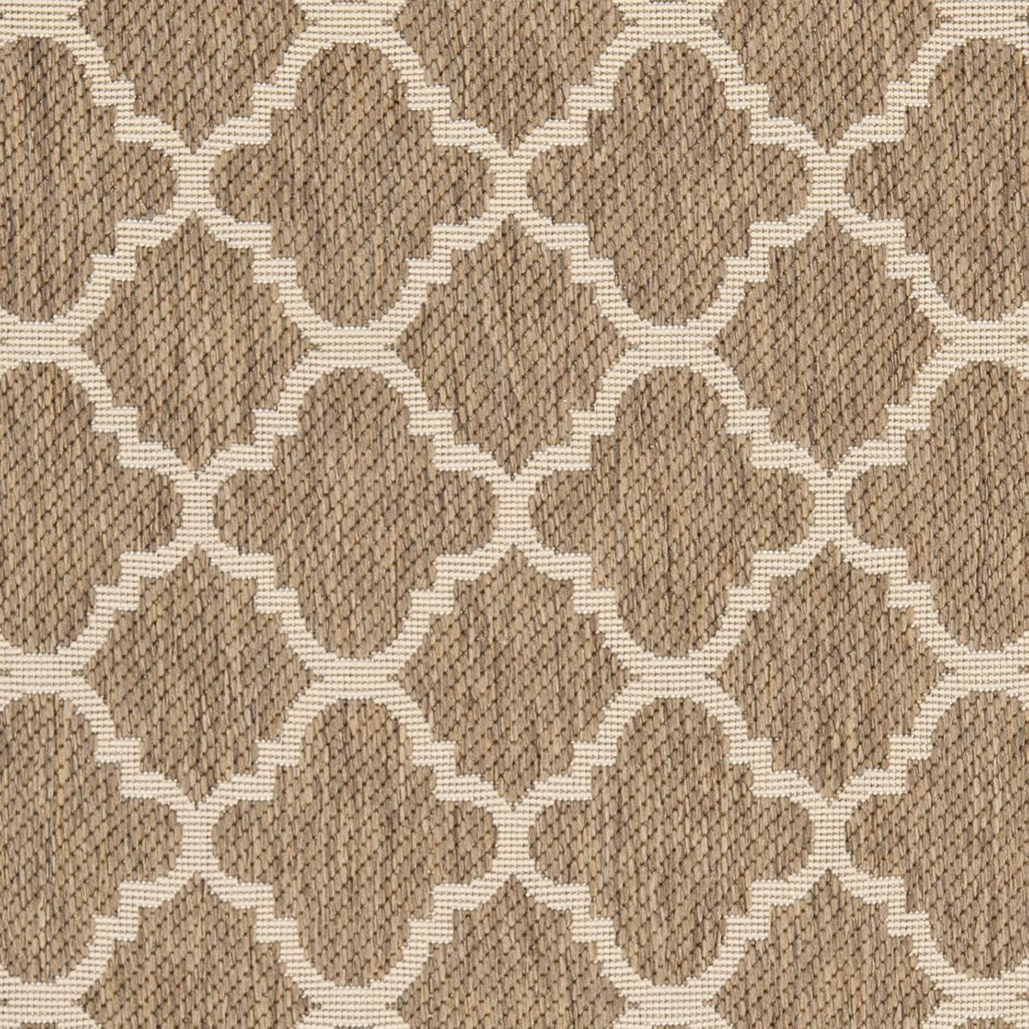 SAFAVIEH Courtyard Alina Geometric Quatrefoil Indoor/Outdoor Area Rug, Brown/Bone, 2'7" x 5'