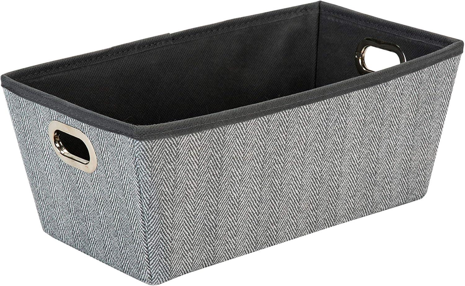 Simplify Small Herringbone Nonwoven Grommet Shelf Tote in Grey