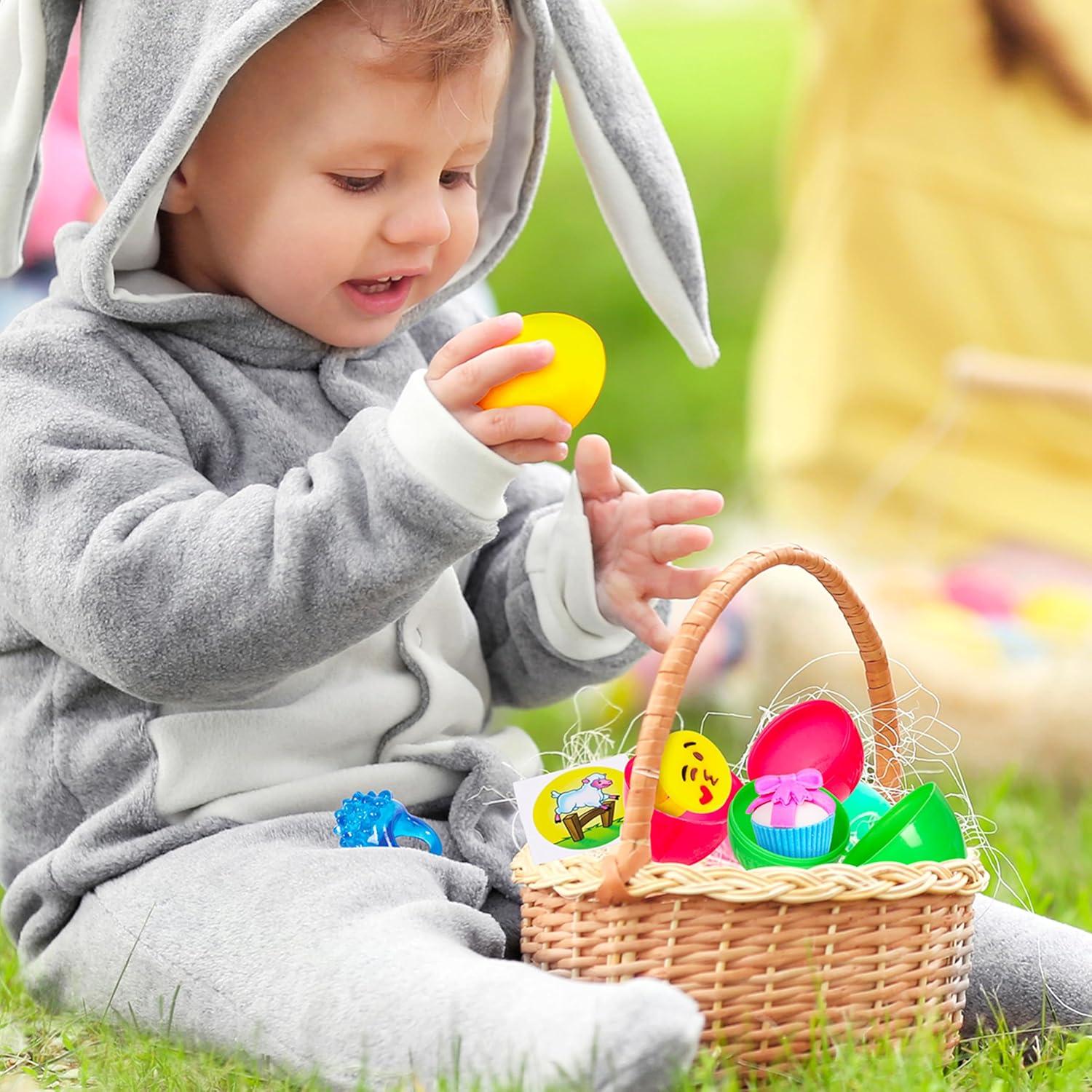 Giraffe 100 Pack Premium Prefilled Easter Eggs - Toy Filled Bulk Plastic Eggs for Kids with Slap Bracelets, Stickers, Light Up Rings - Perfect for Easter Egg Hunts - Bulk Prefilled Easter Eggs Toys!