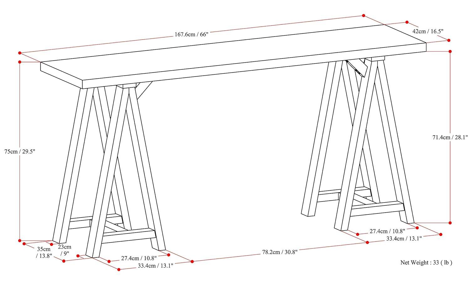 Simpli Home Sawhorse Console Table in Distressed Gray
