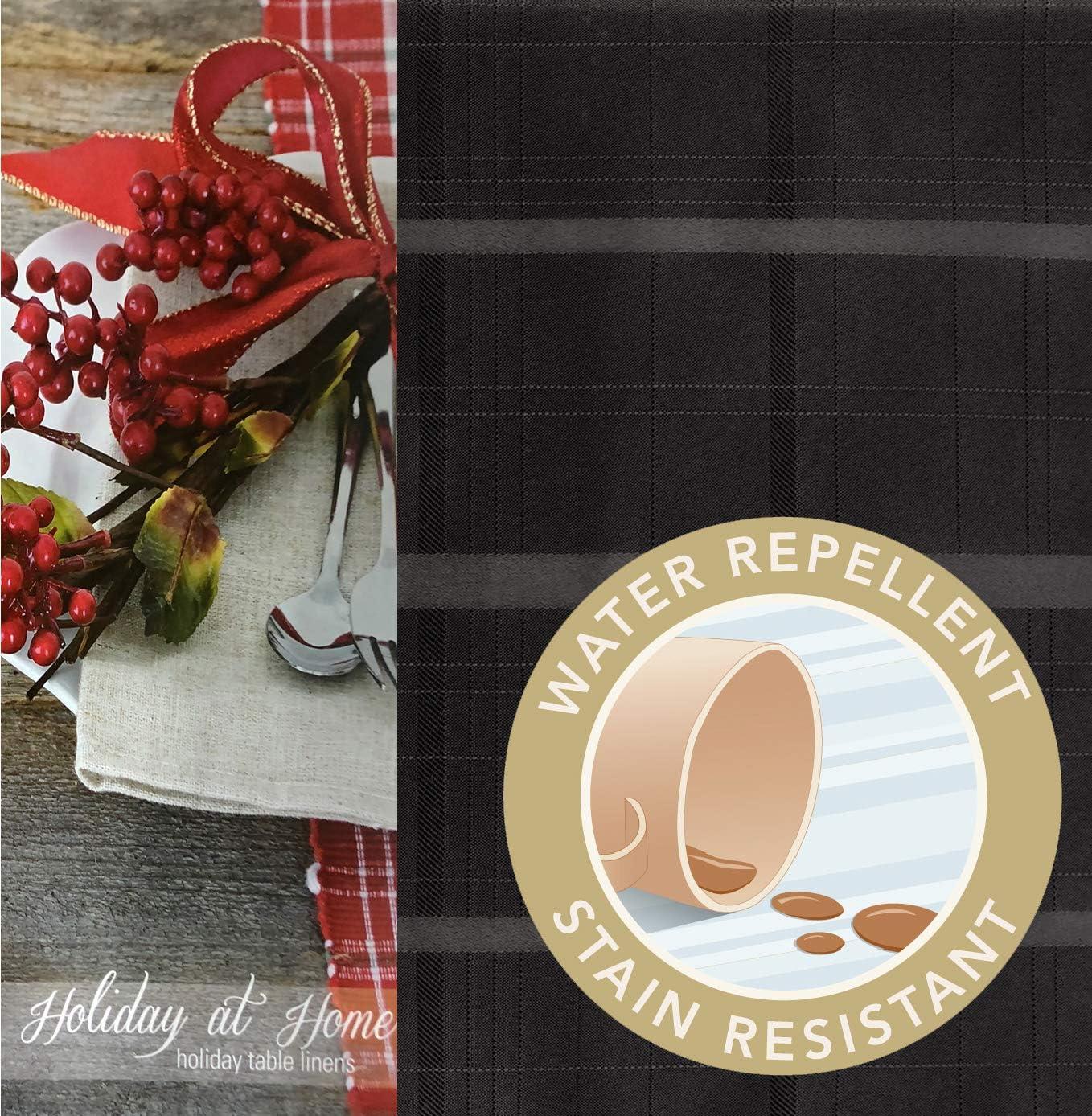 Elegance Plaid Stain & Water Resistant Tablecloth - 60" x 84" Rectangle - Beige - Elrene Home Fashions