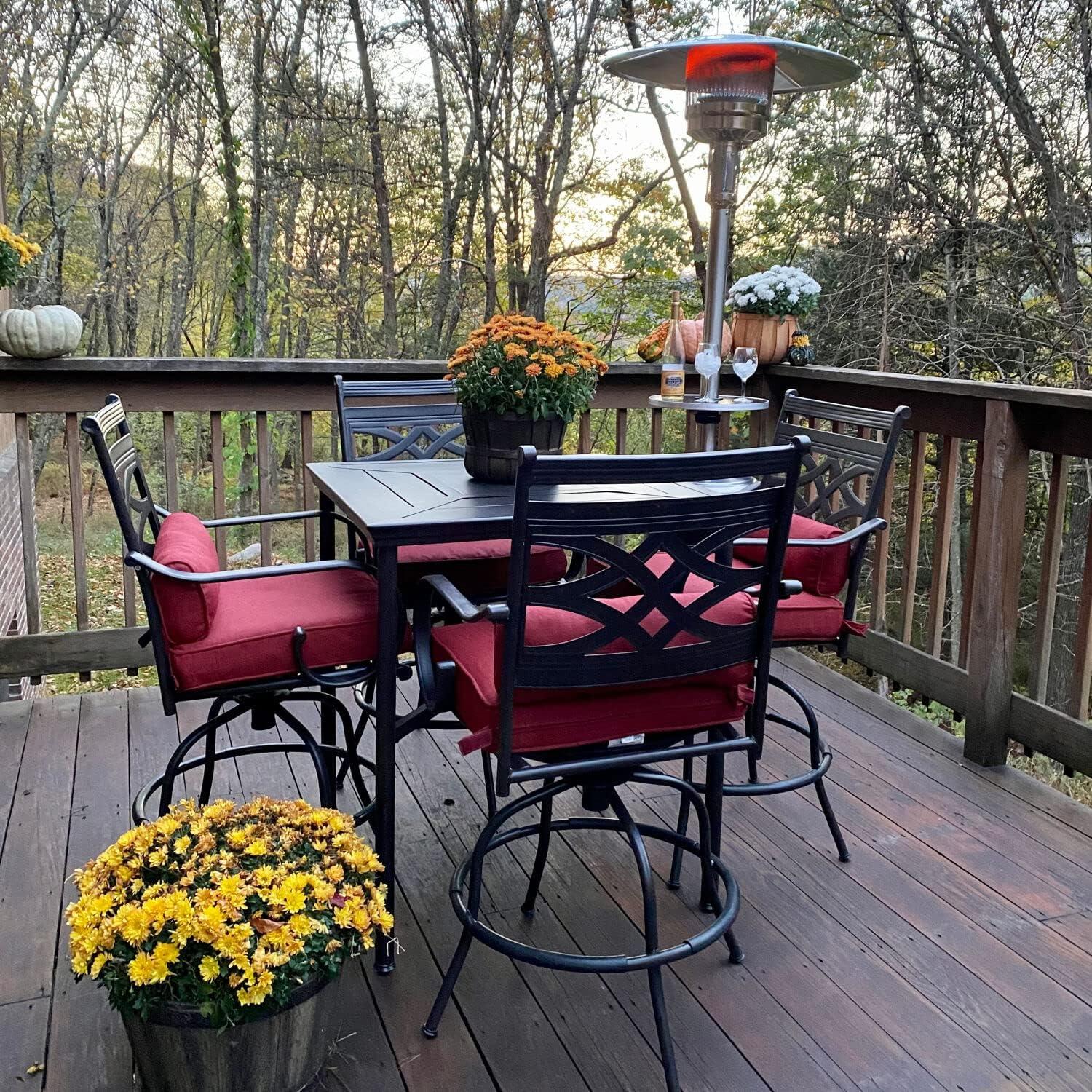 Montclair 5-Piece Steel Outdoor Dining Set with Chili Red Cushions