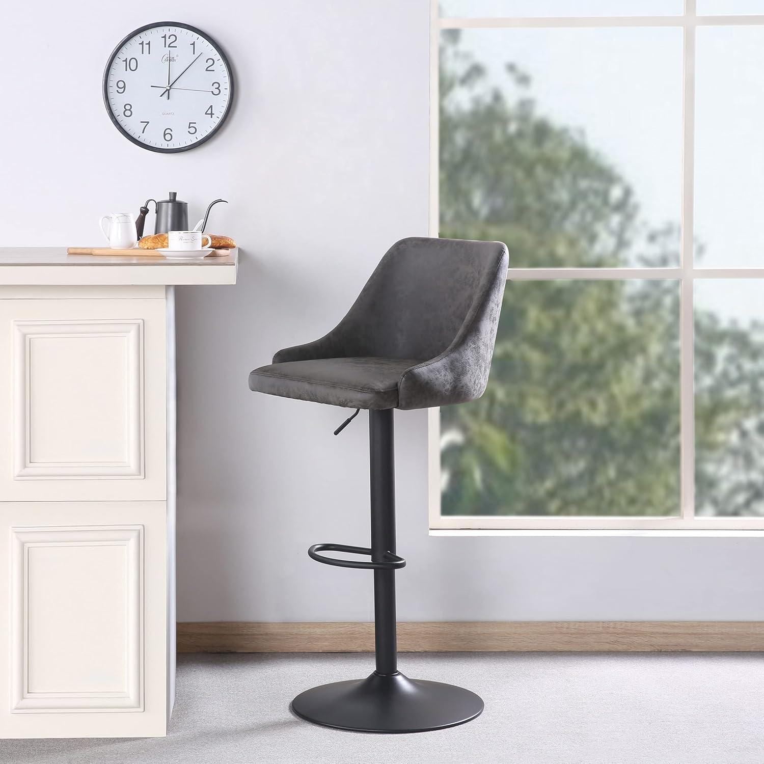 Sylmar Height Adjustable Stool in Charcoal Faux Leather