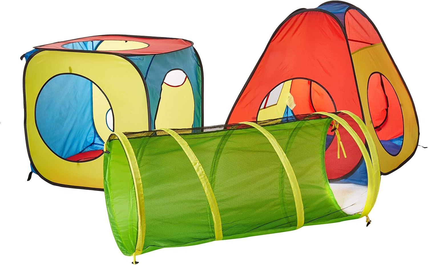 UTEX 8 in 1 Pop Up Children Play Tent House with 4 Tunnel, 4 Tents for Boys, Girls, Babies and Toddlers for Indoor and Outdoor Use