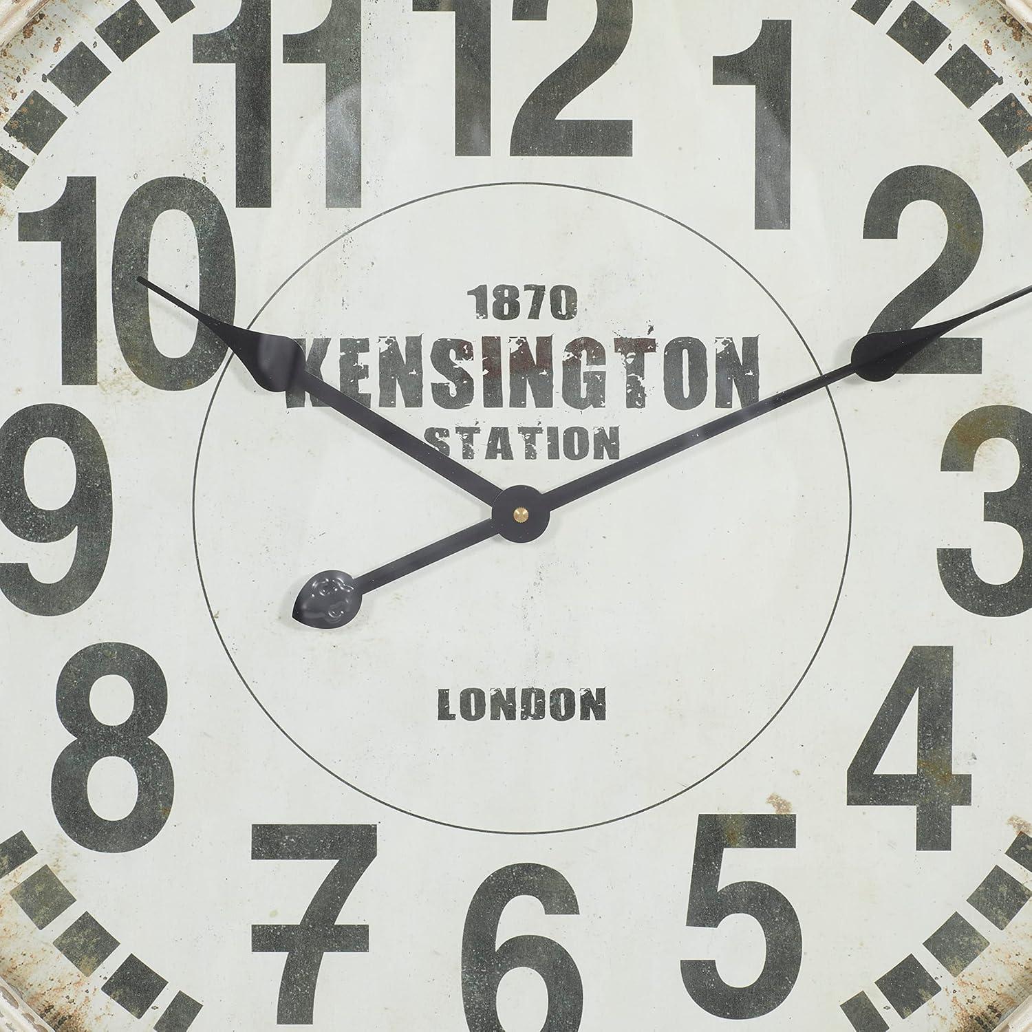 DecMode 19" x 33" Red Metal Pocket Watch Style Wall Clock