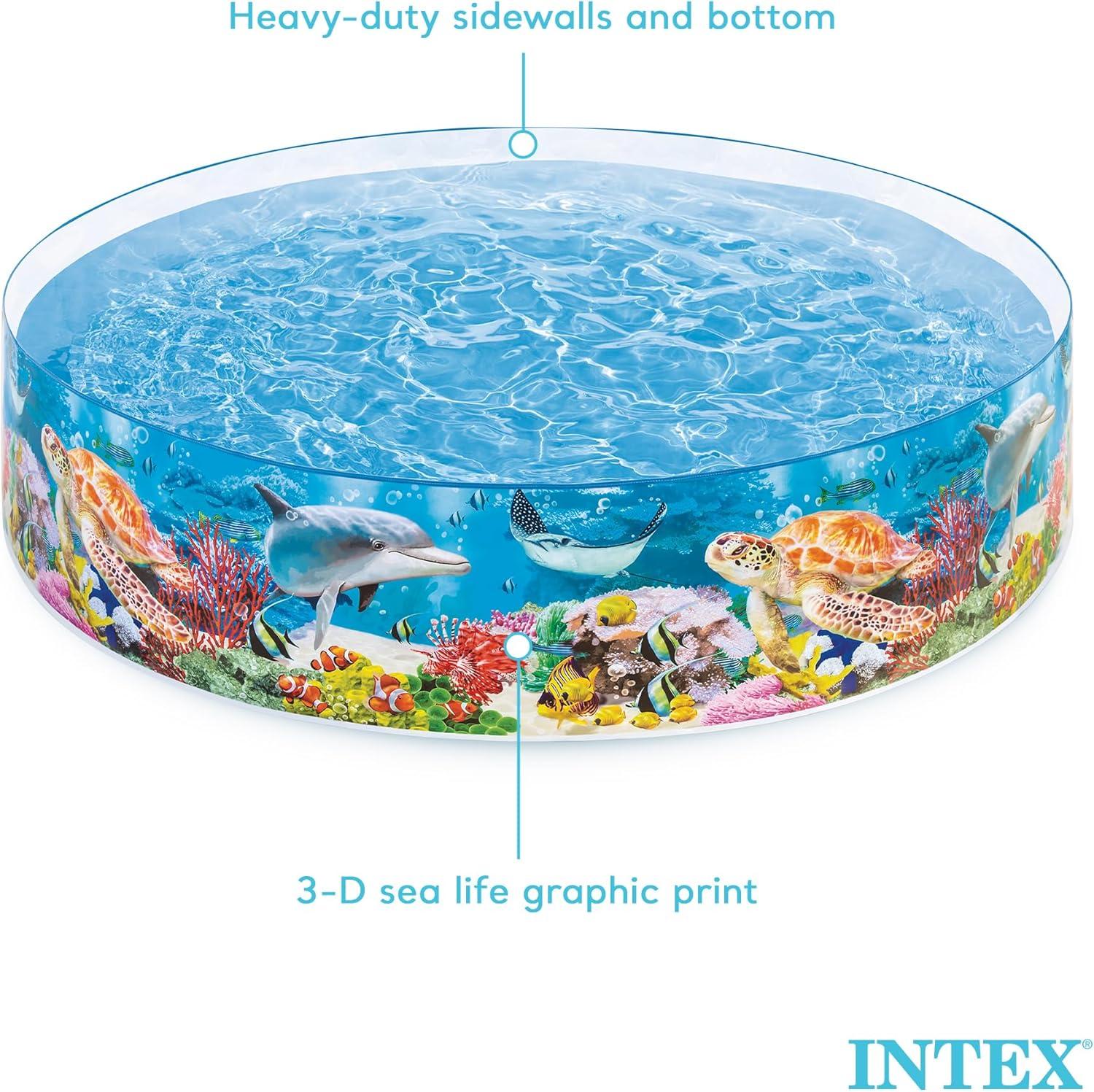 Intex Deep Sea Blue 8 feet x 18 inch SnapSet Instant Round Above Ground Swimming Kiddie Pool for Kids Ages 3 Years and Up