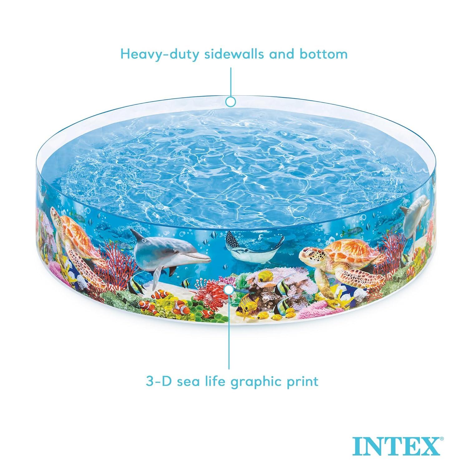 Intex Deep Sea Blue 8 feet x 18 inch SnapSet Instant Round Above Ground Swimming Kiddie Pool for Kids Ages 3 Years and Up