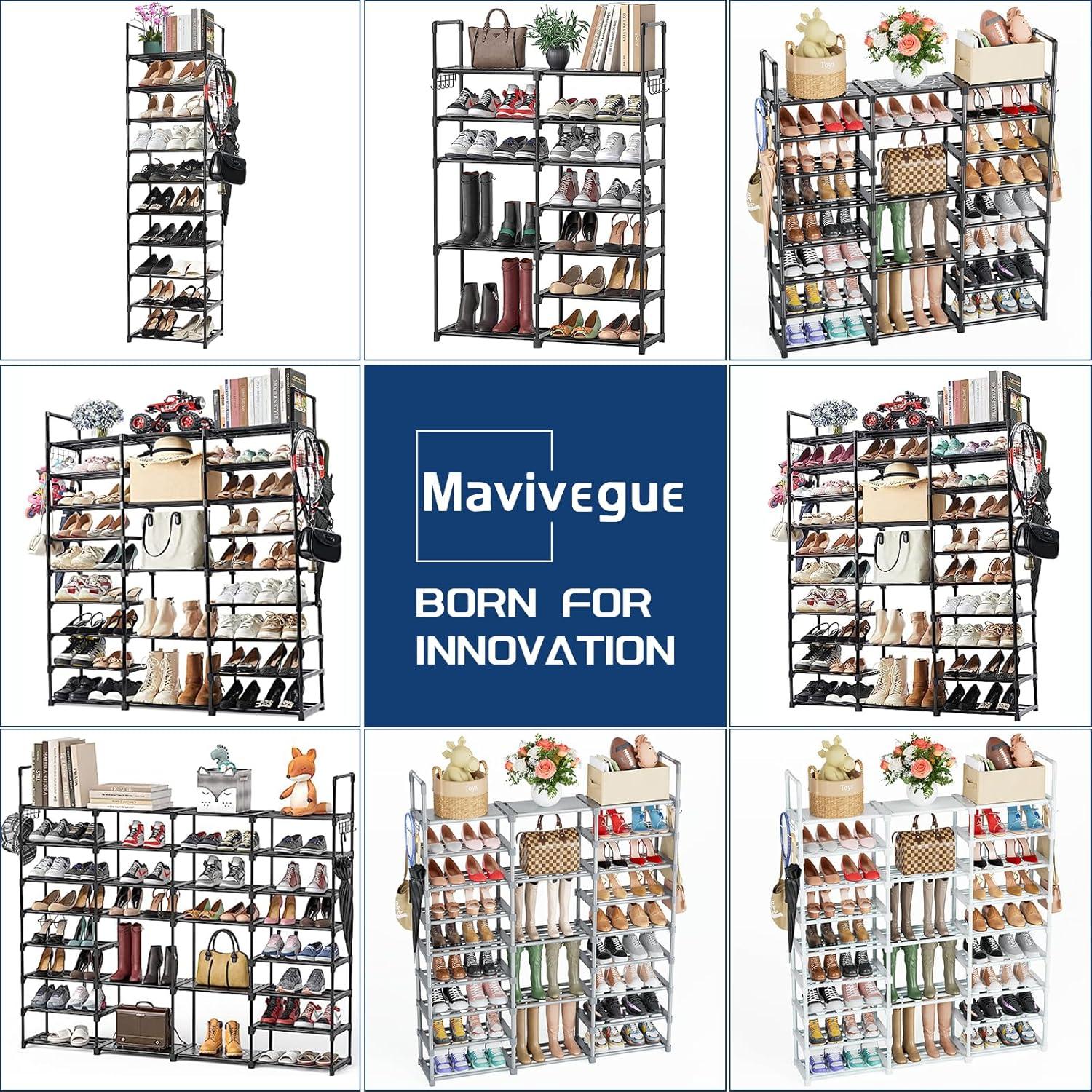 Mavivegue 9-Tier Black Metal Stackable Shoe Rack