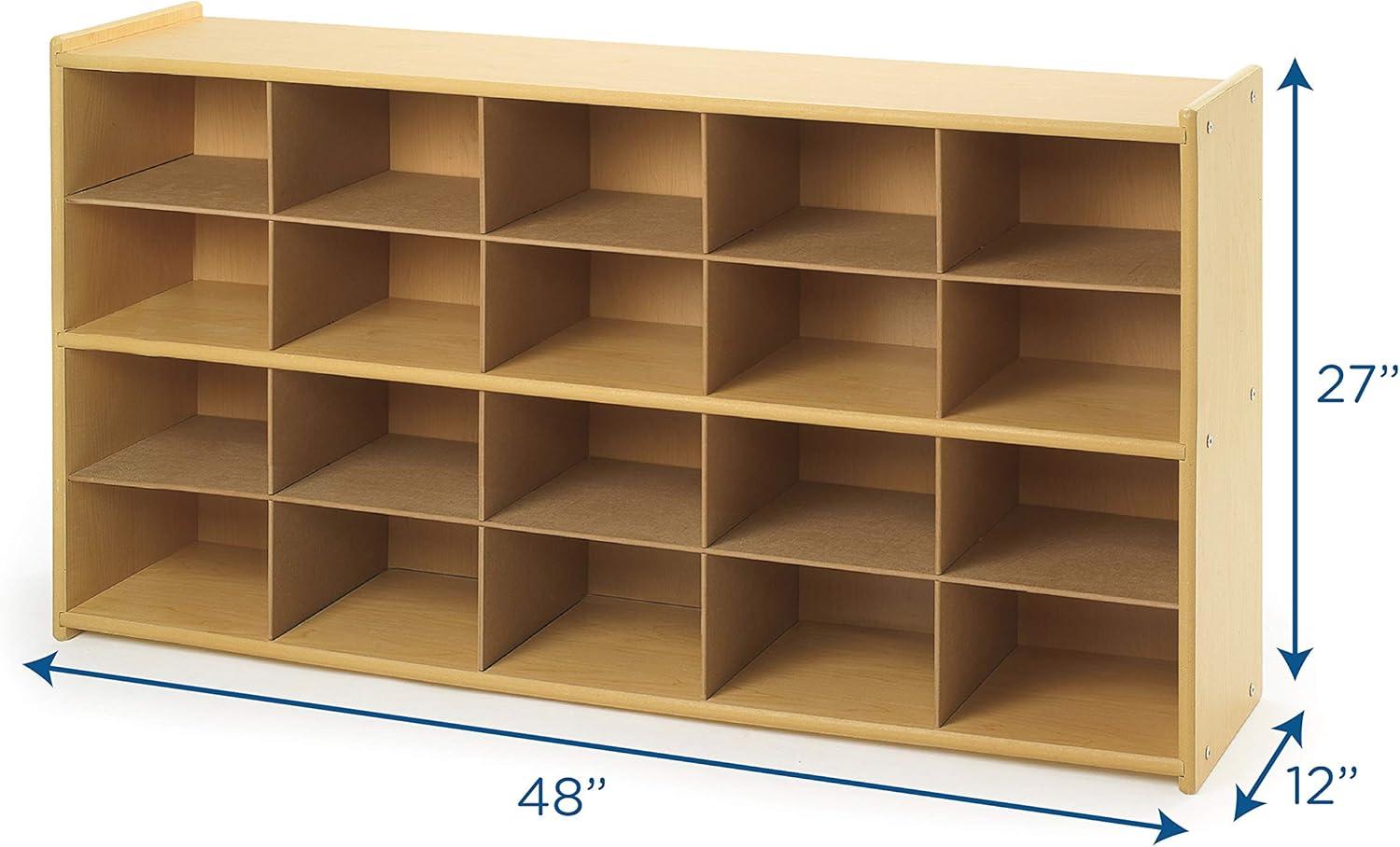 Maple Laminate 20-Cubby Kids Storage Unit with Rounded Corners