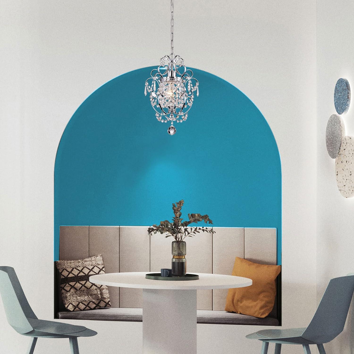 Edvivi Lighting Chrome Finish 1-Light Glam Mini Pendant with Crystal