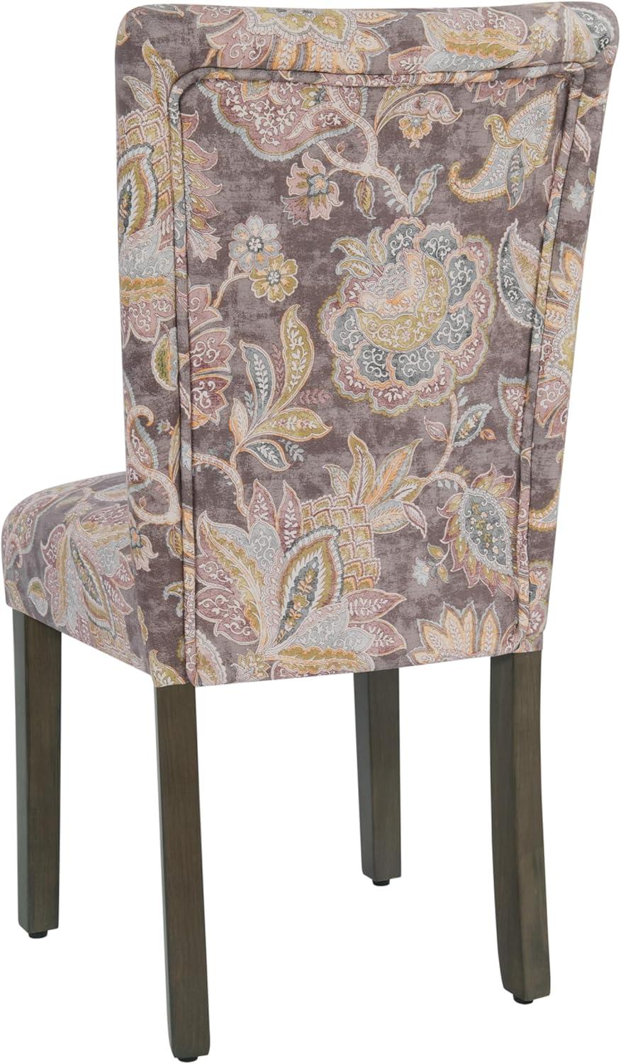 HomePop Parsons Classic Upholstered Accent Dining Chair, Set of 2, Multicolor Gray Floral