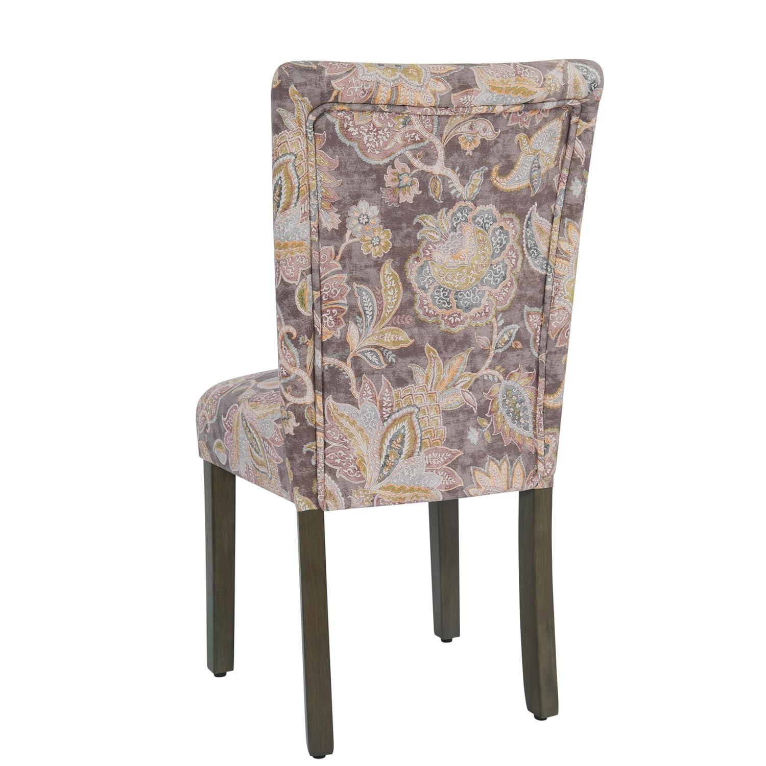 HomePop Parsons Classic Upholstered Accent Dining Chair, Set of 2, Multicolor Gray Floral