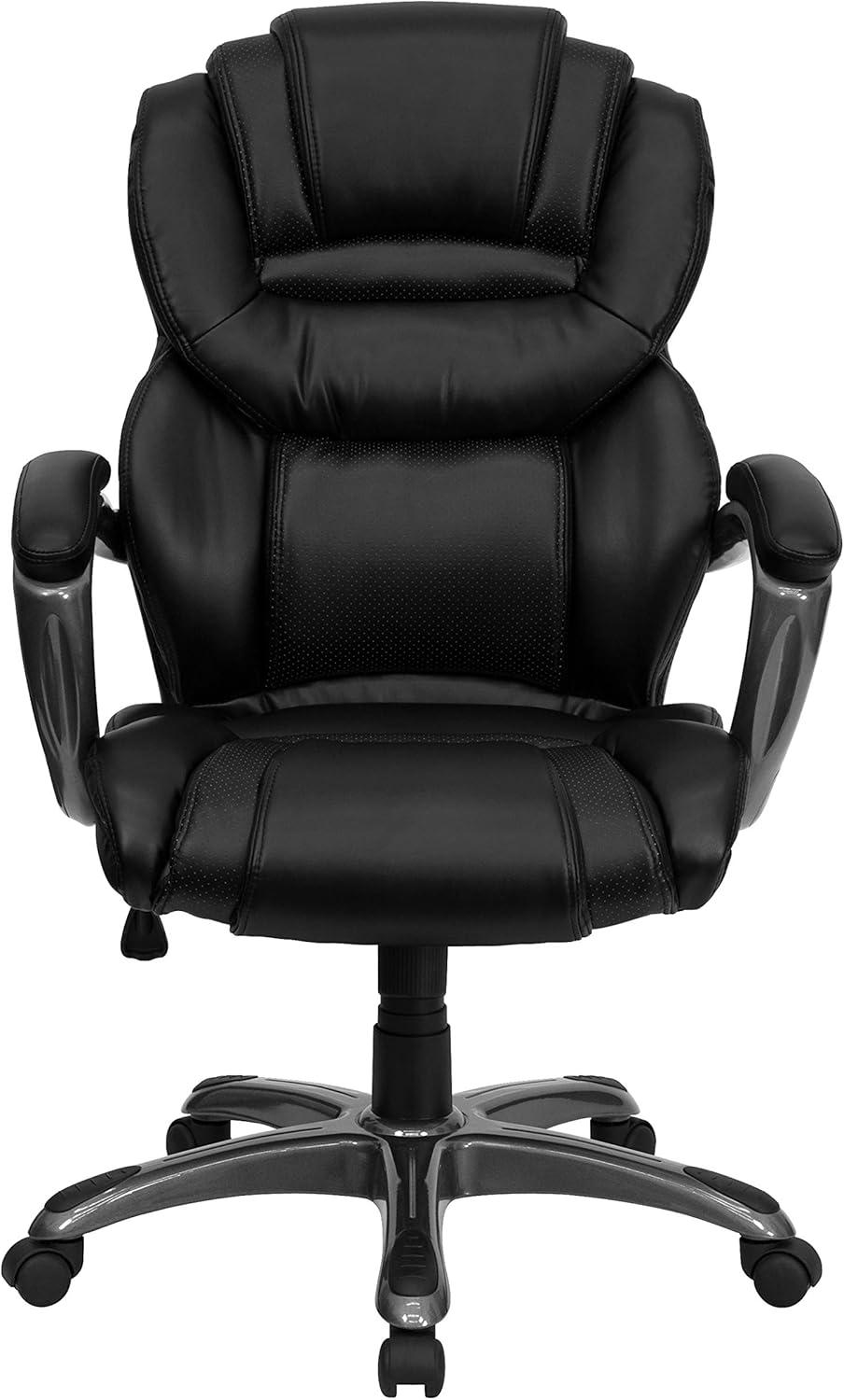 Flash Furniture High Back Black LeatherSoft Executive Swivel Ergonomic Office Chair with Arms