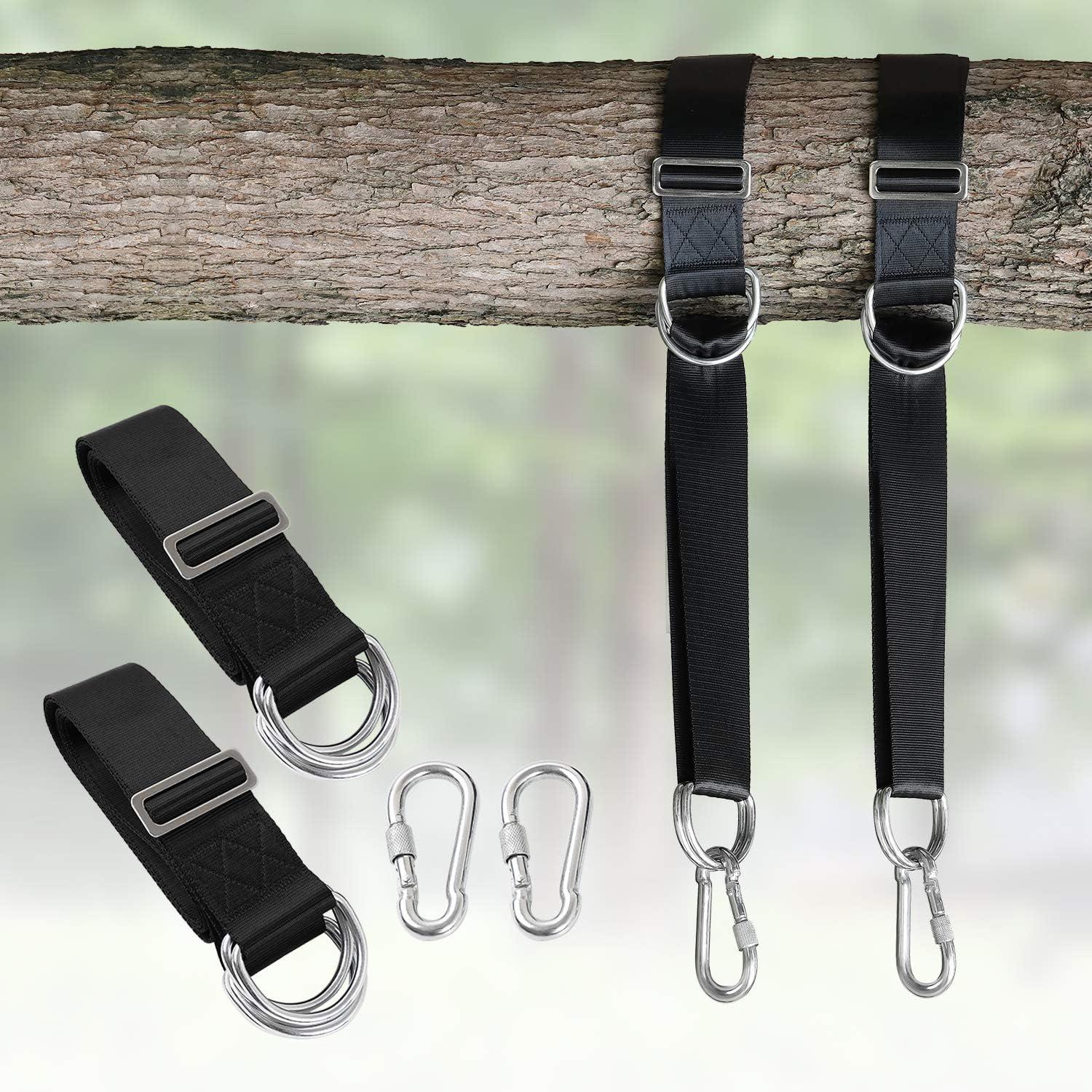 6ft Black Nylon Tree Swing Straps with Carabiners