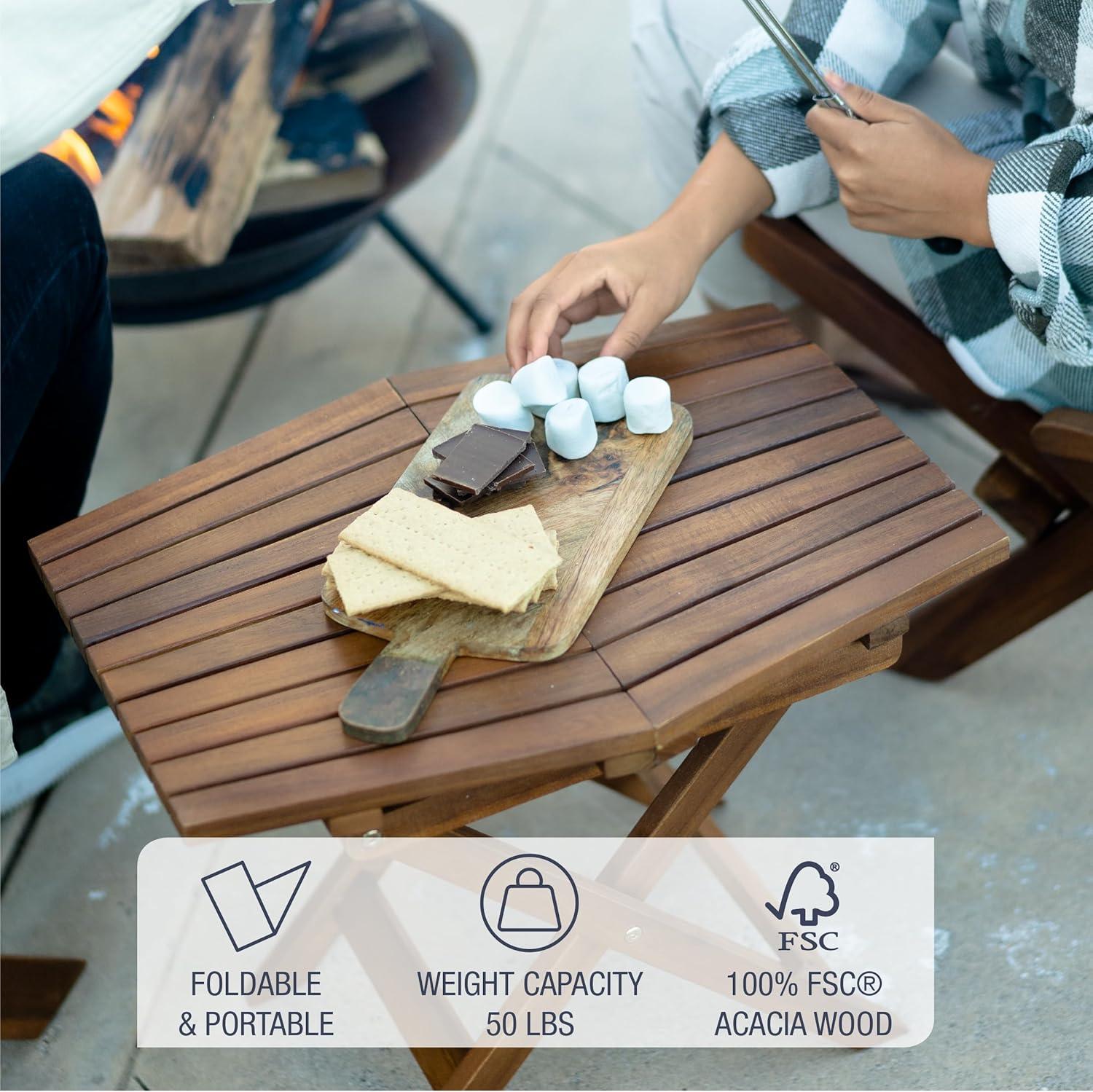 CleverMade Tamarack Outdoor Wood Folding Table, Cinnamon