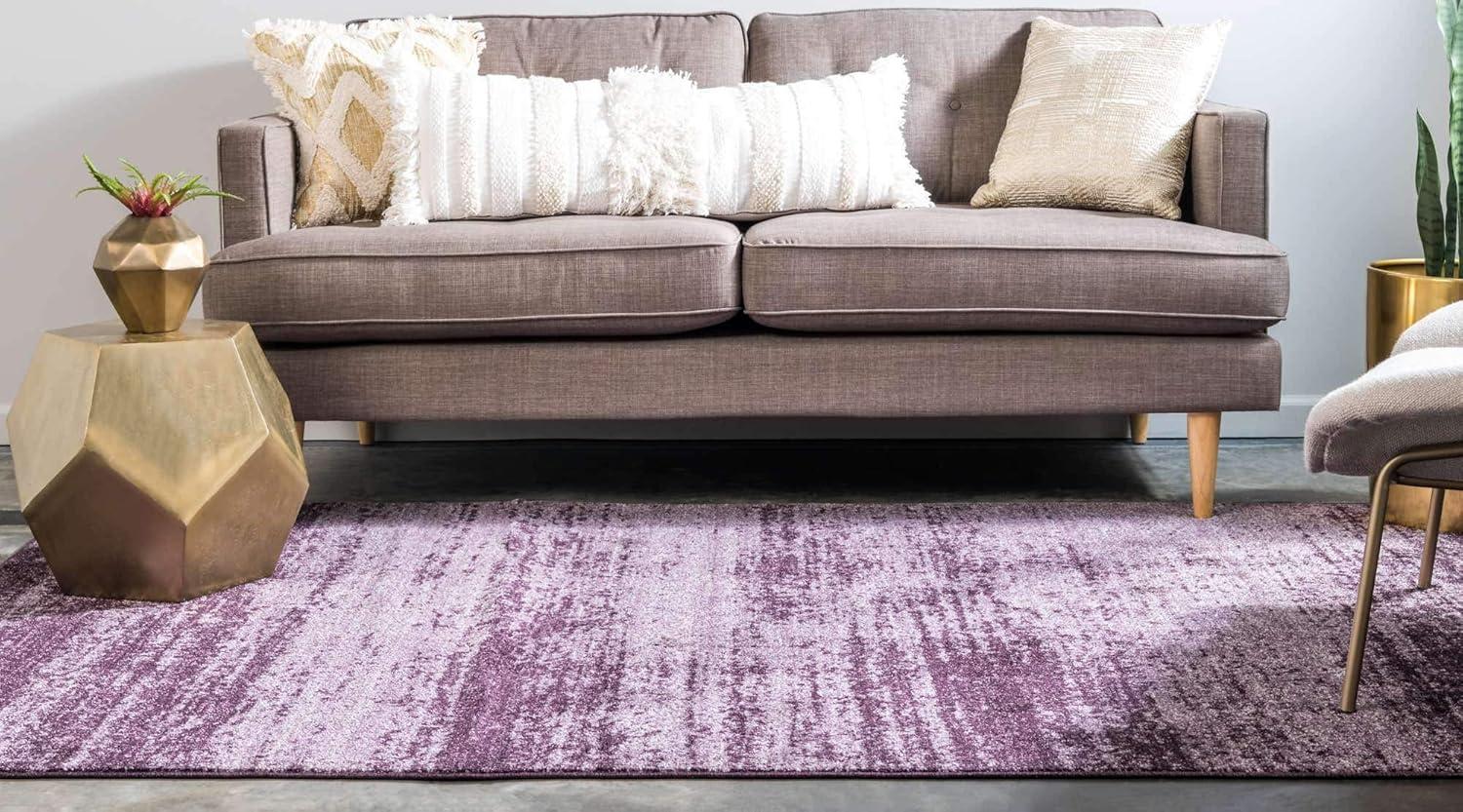 Violet Gradient Low Pile Rectangular Area Rug