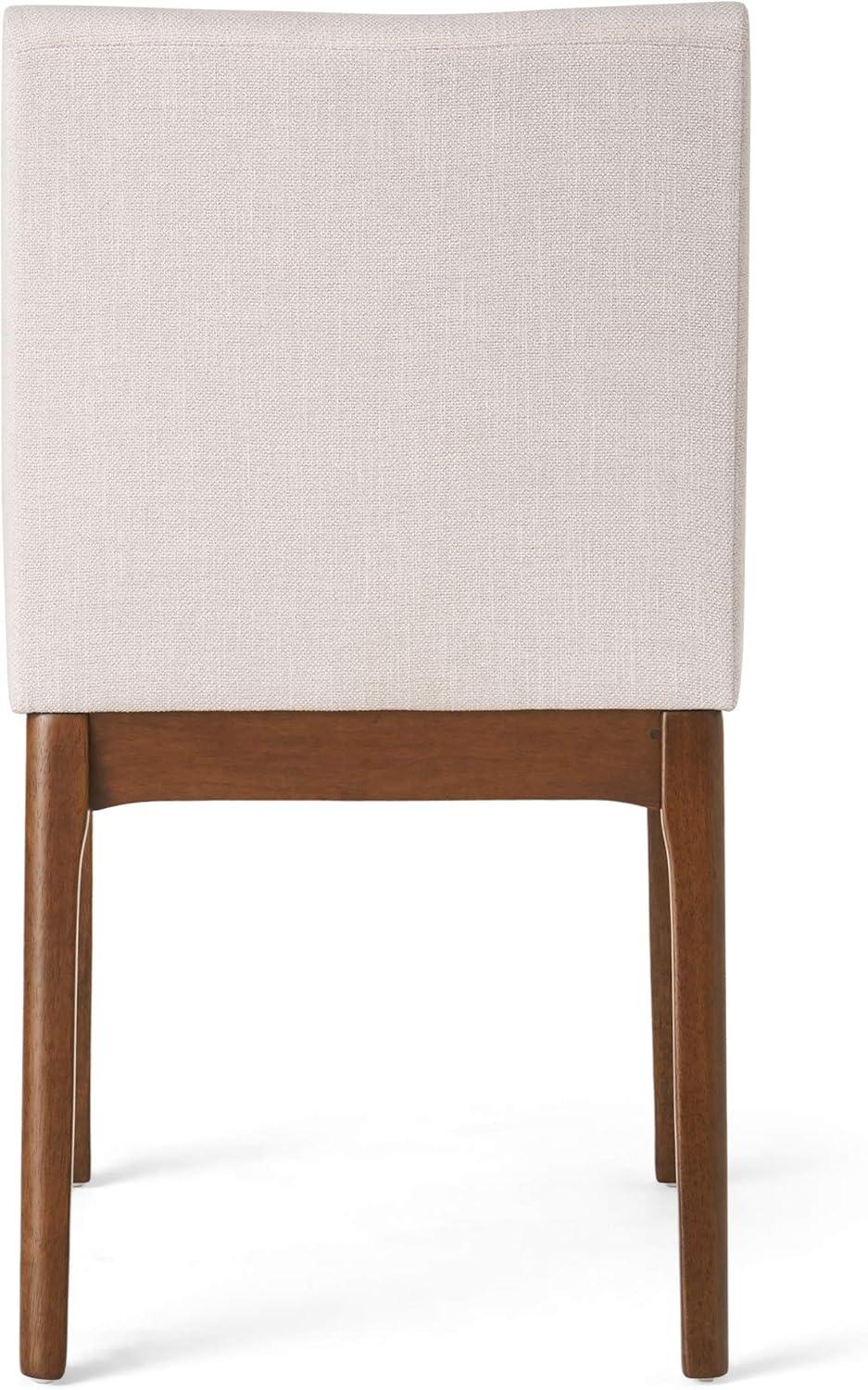 Christopher Knight Home Orrin 7 Pieces Mid Century Modern Upholstered Wood Dining Set, Light Beige/Walnut