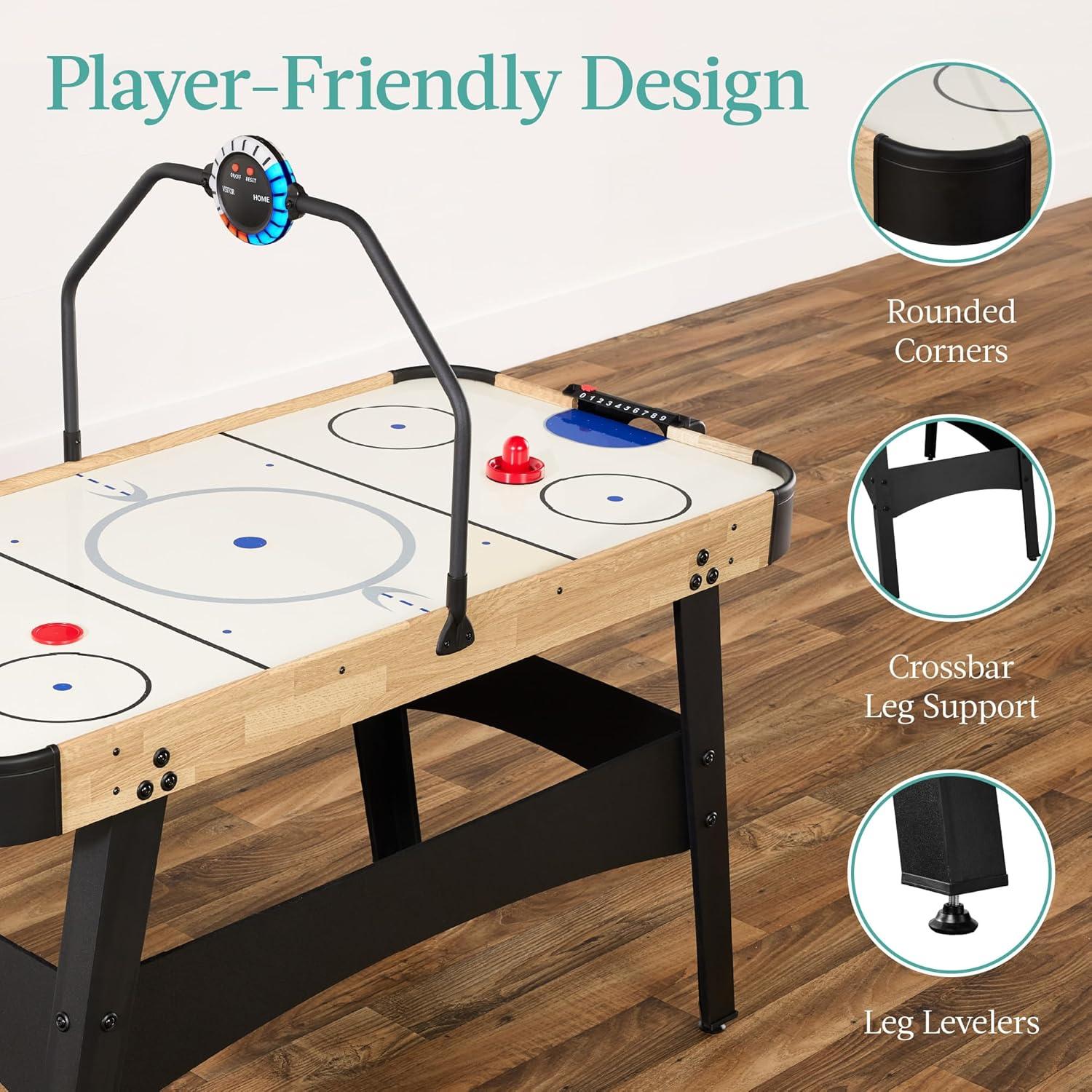 Best Choice Products 54in Air Hockey Game Table w/ LED Lights, Scoreboard, Powerful Motor