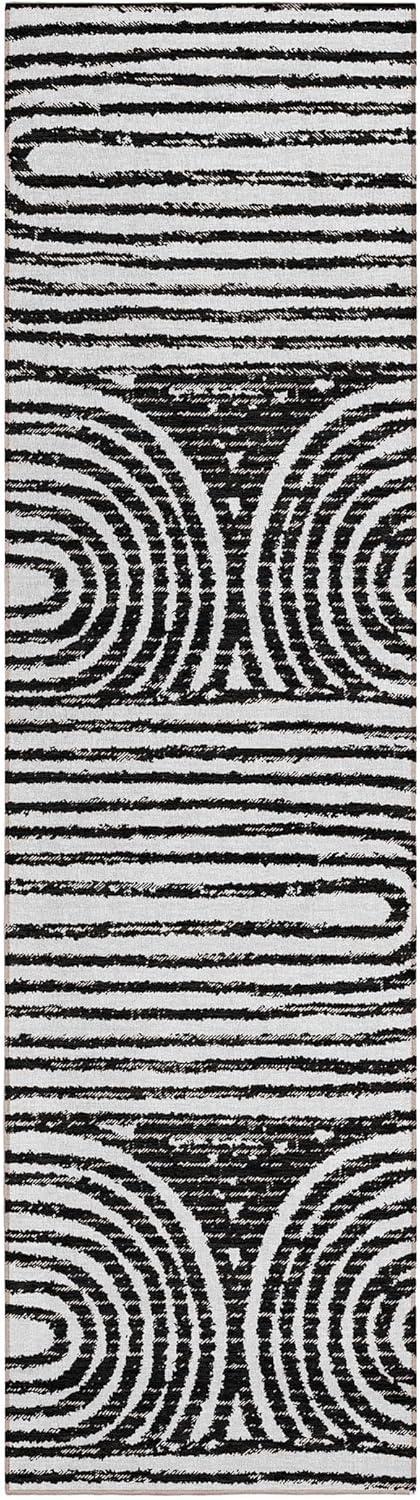 Addison Rugs Chantille ACN140 Black 2'3" x 7'6" Indoor Outdoor Hallway Runner Rug, Stain Resistant Washable Kitchen Area Carpet for Bathroom, Laundry and Bedroom