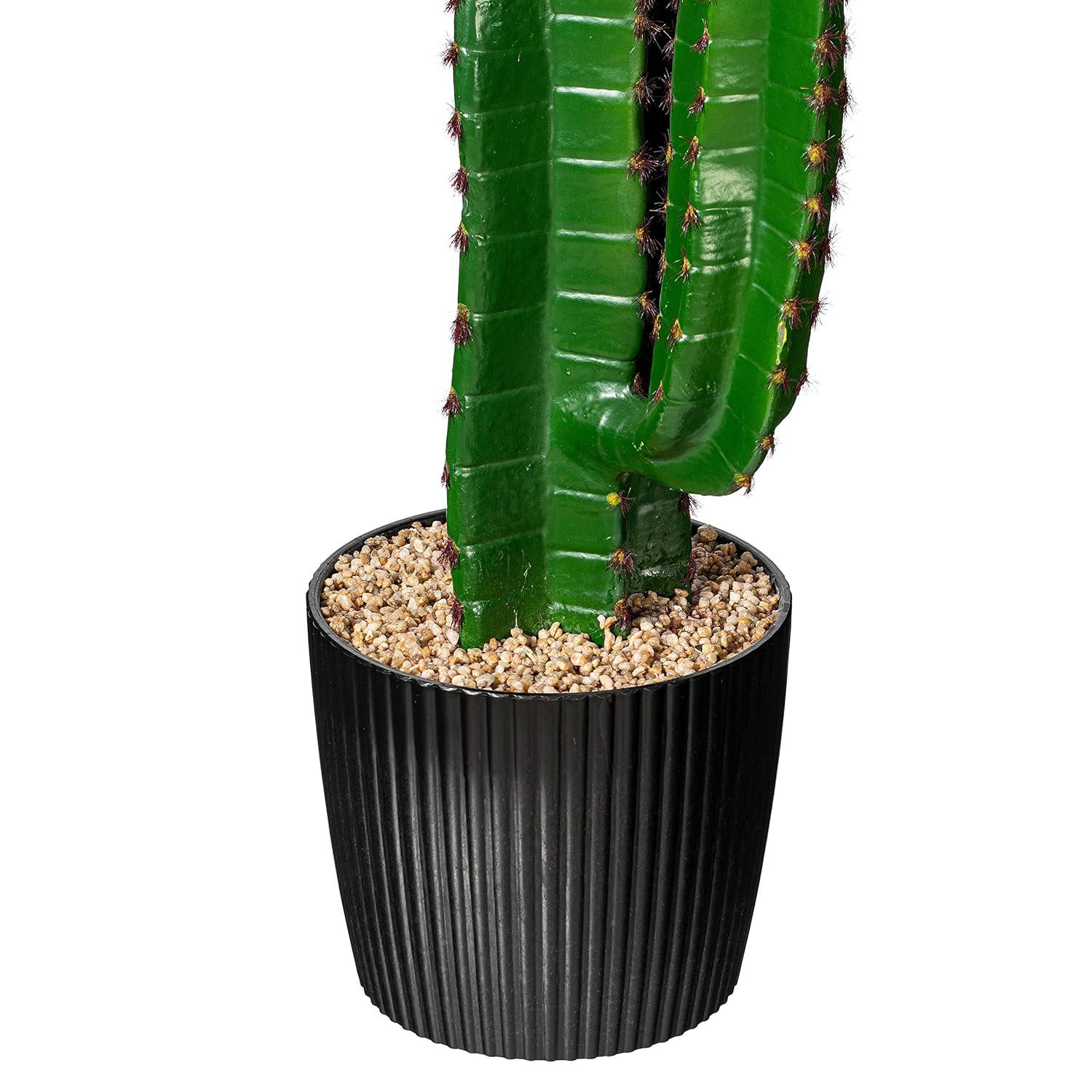 Williston Forge 45" Artificial Green Finger Cactus in 8" Black Pot
