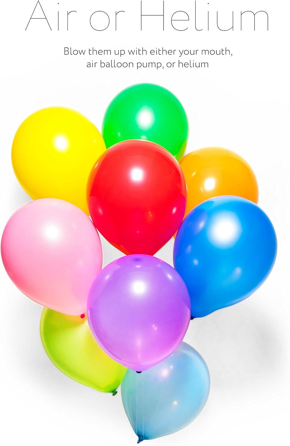 Dusico® Balloons Rainbow Set (100 Pack) 12 Inches, Assorted Bright Colors, Made With Strong Multicolored Latex, For Helium Or Air Use. Kids Birthday Party Decoration AccessoryS301