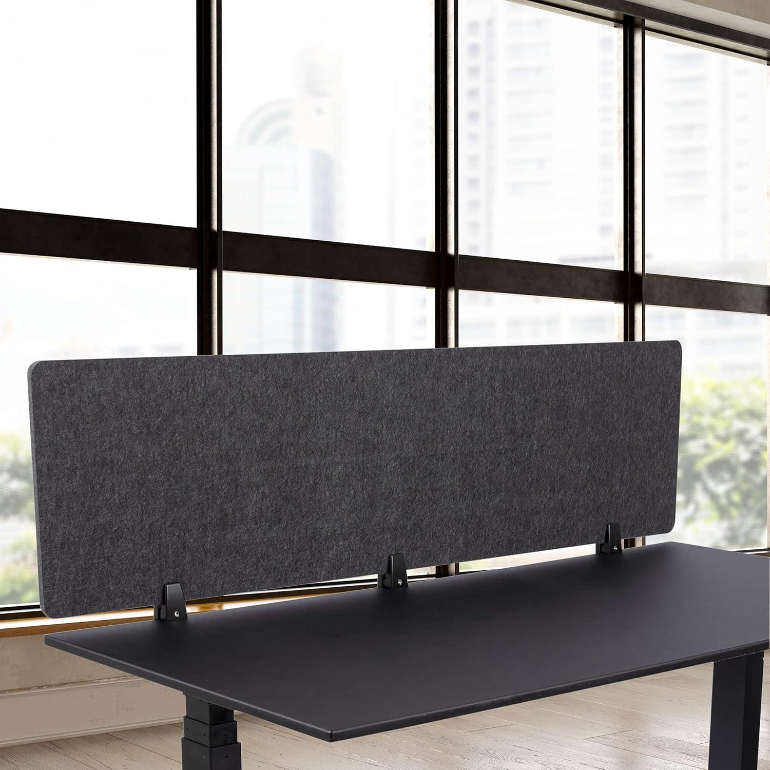 ReFocus Raw Clamp-On Acoustic Desk Divider  Reduce Noise and Visual Distractions with this Lightweight Desk Mounted Privacy Panel (Castle Gray, 59" x 16" , 23.6" x 16" , & 23.6" x 16" )