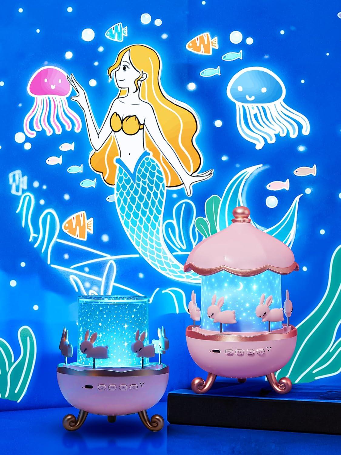 One Fire Night Light Projector, 15 Sound Machine Star Projector for Kids Room,15 Films Star Light Projector 3-9 Year Old Girl Gifts Toys,Brightness Baby Night Lights for Nursery Kawaii TIK Tok Trend