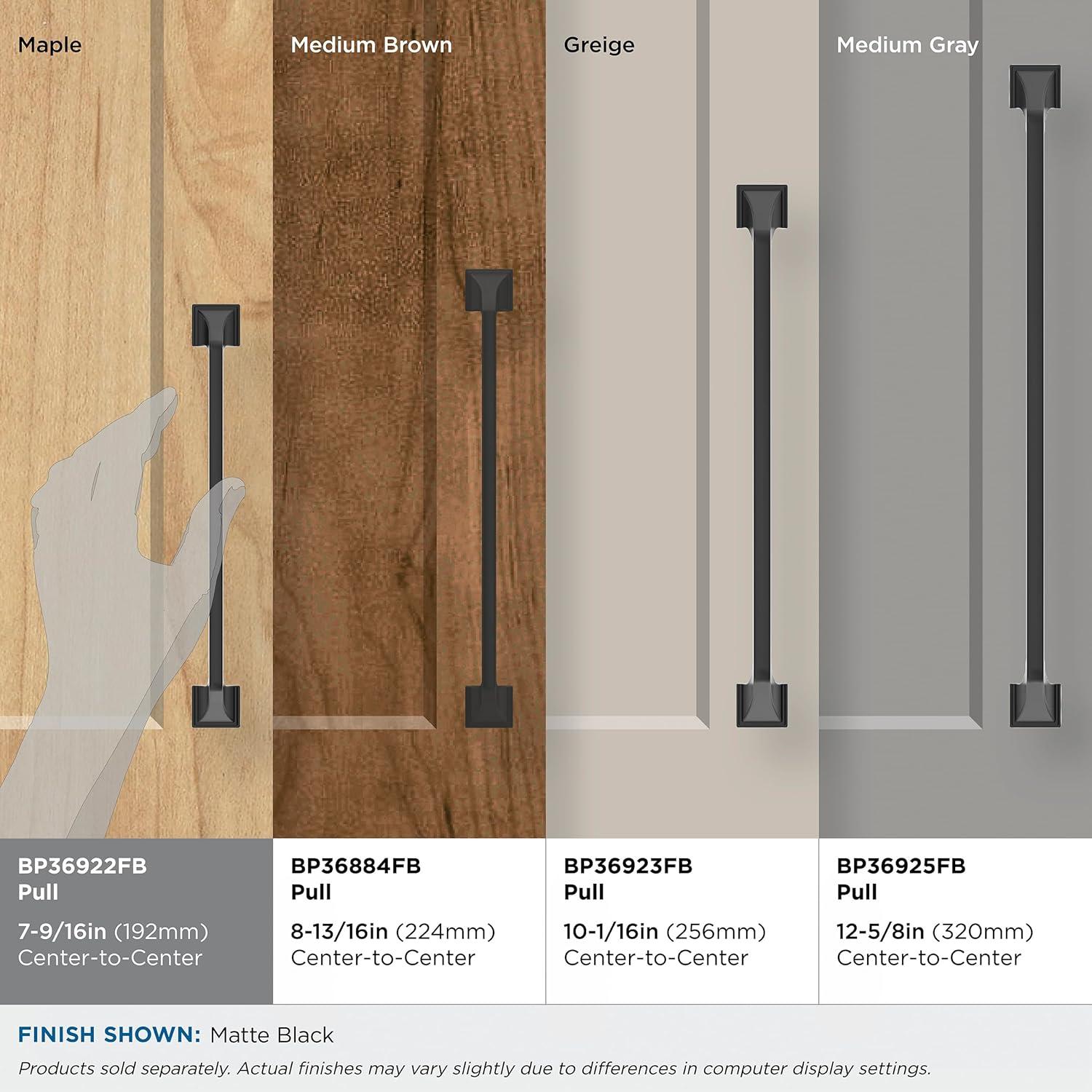 Amerock Exceed 7-9/16 inch (192mm) Center-to-Center Matte Black Cabinet Pull