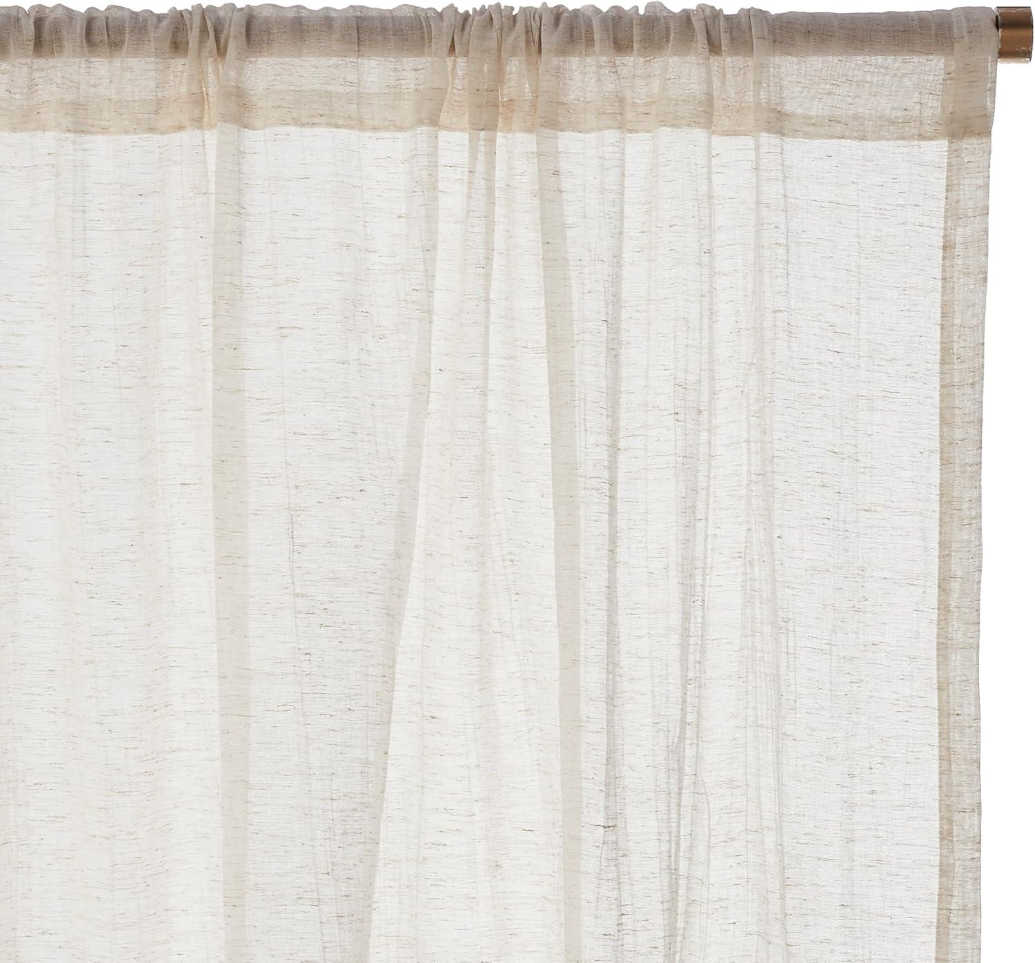 Natural Linen Blend Light-Filtering Rod Pocket Curtain Pair