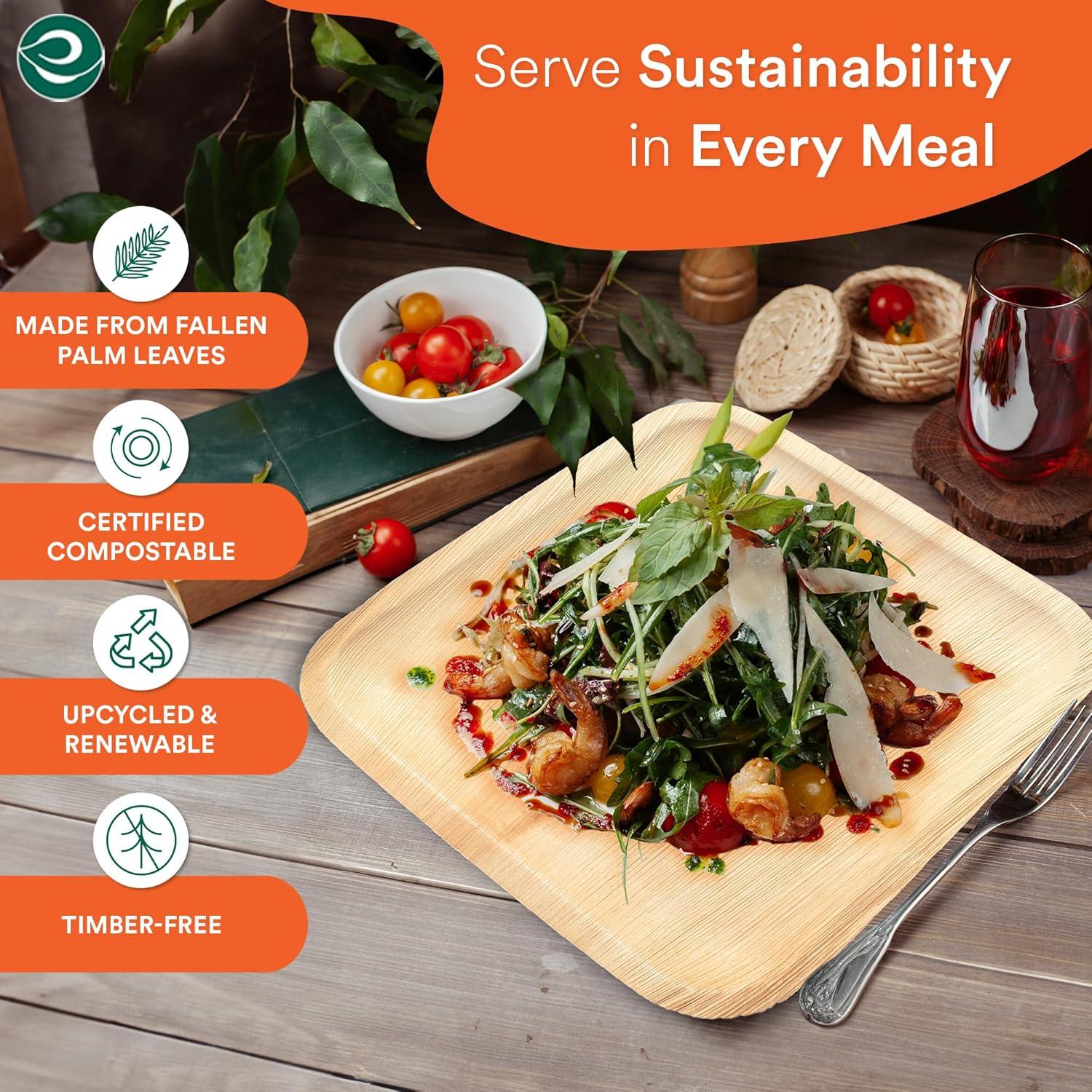 Ecosoul Home - Palm Leaf Plates 8 In Sqr - Case Of 8-20 Ct