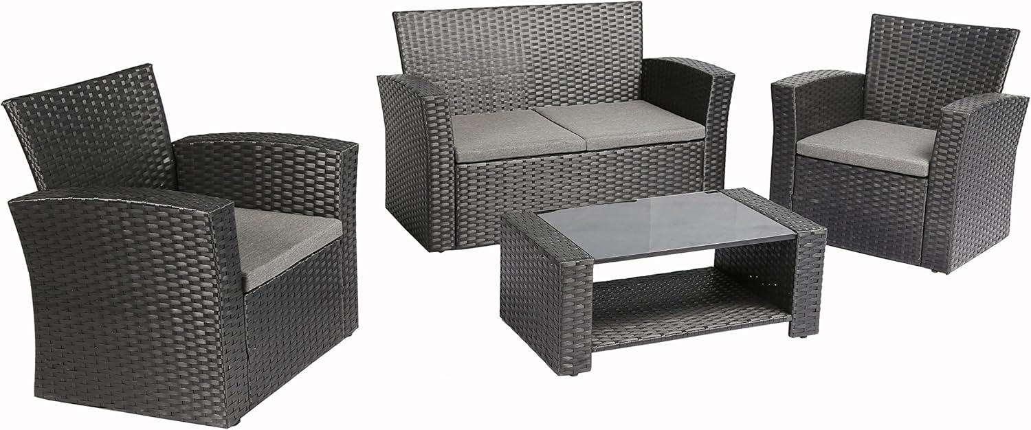 Baner Garden Complete Patio 4 Piece Rattan Wicker Conversation Set