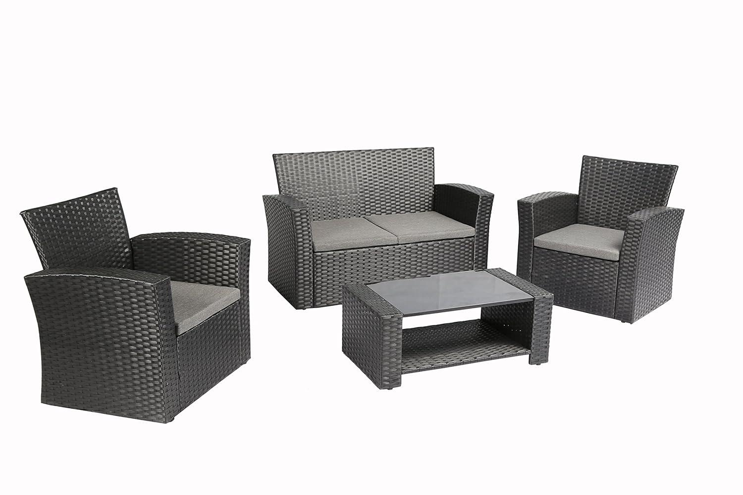 Baner Garden Complete Patio 4 Piece Rattan Wicker Conversation Set