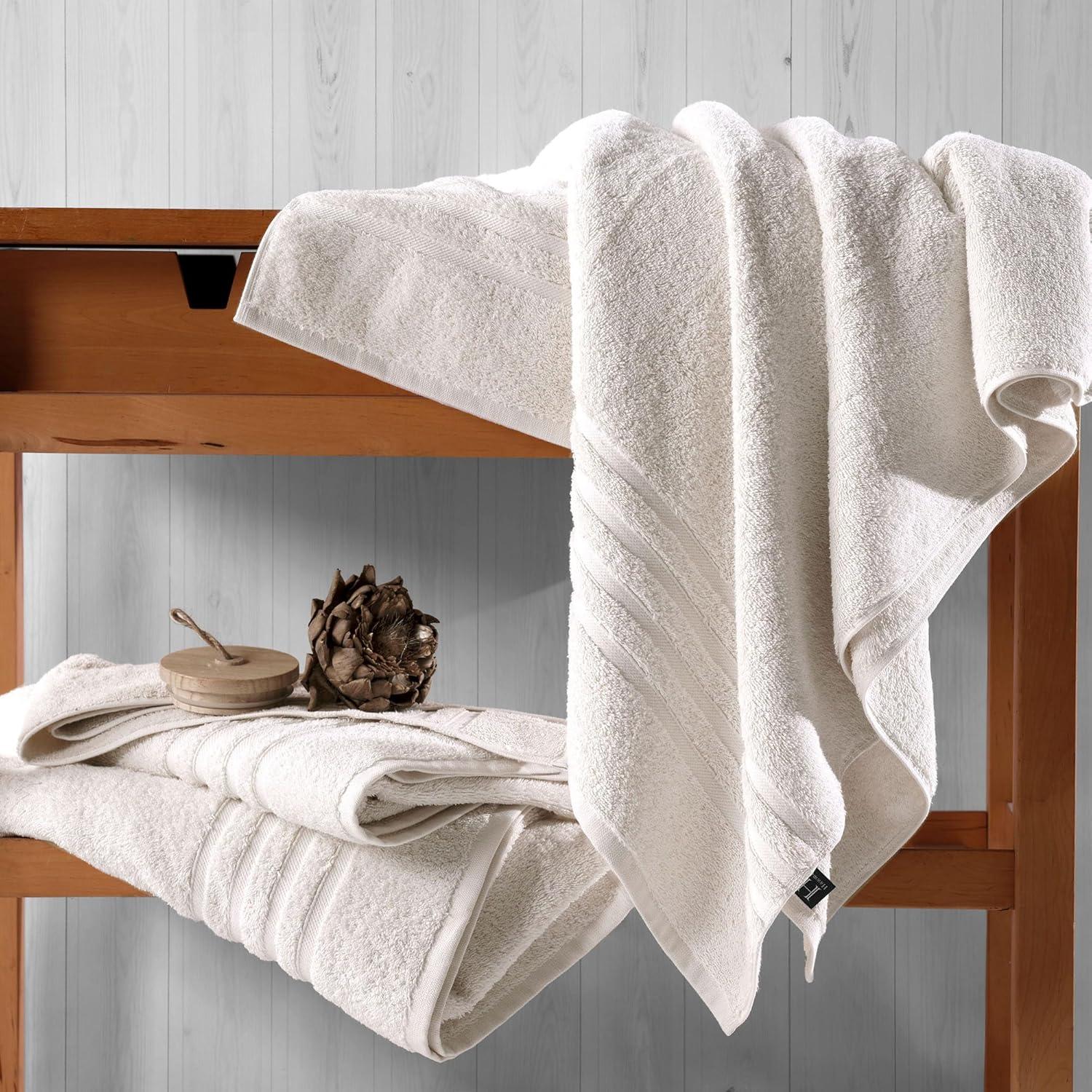 Jumbo Large Bath Sheets Towels 2 Pack Soft and Absorbent, 100% Cotton Towels (Sea Salt, Bath Sheet)