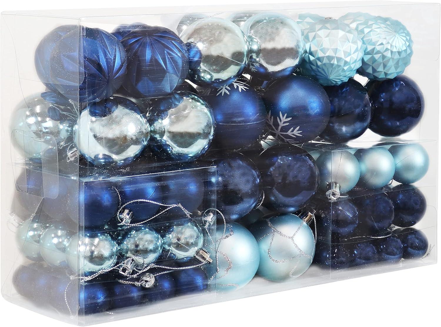 Winter Wonderland Blue and Silver Shatterproof Ornament Set