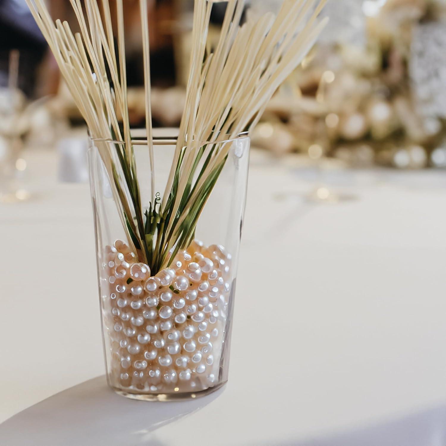 WGV Small Ivory Plastic Pearl Beads in 1 LB Bag, 0.4"(10 mm), Approx 720 Pearls, No Holes, Vase Filler, Loose Table Scatter, Art Crafts